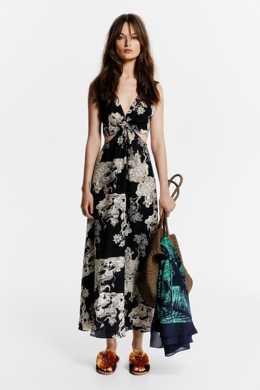 H&M new H&M THE WHITE LOTUS Twist Pattern Dress small 36 4 8 s Size S / US 4 / IT 40 - 2 Thumbnail