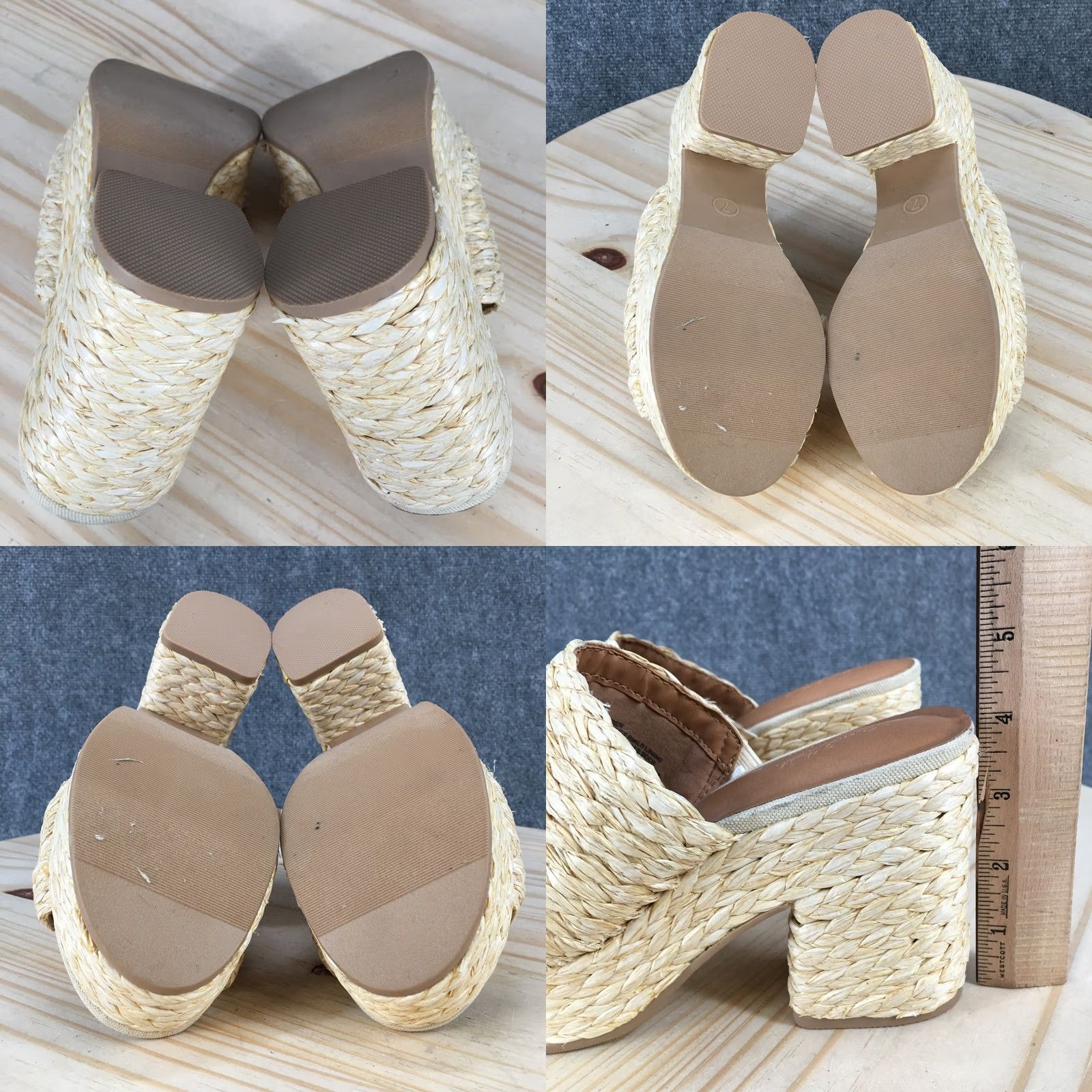 Vintage Universal Thread Sandals Womens 7 Beige Platform Slides Casual Woven Footwear Mens? Size US 7 / IT 37 - 8 Thumbnail
