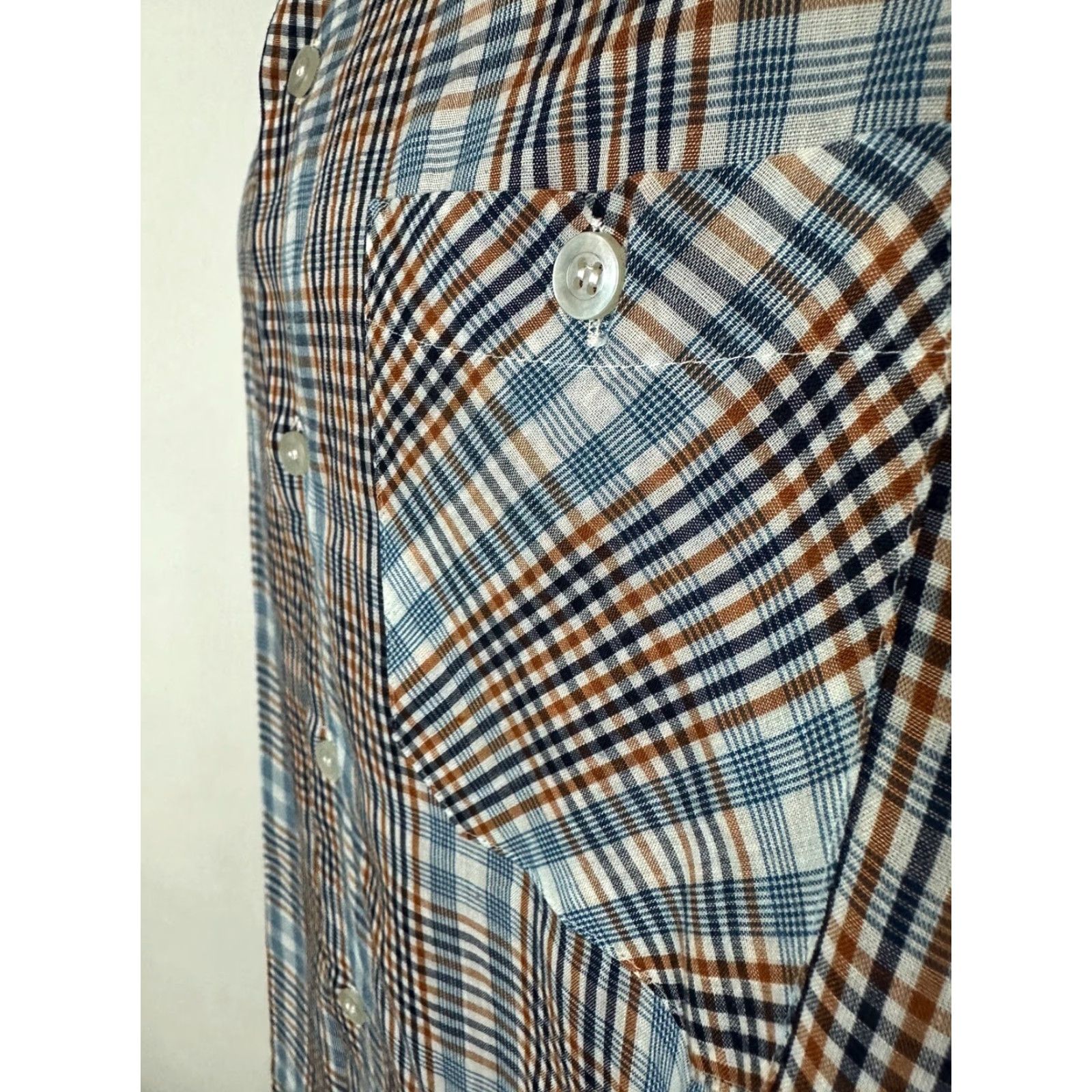 Sears VINTAGE Sears Perma-Prest Shirt Men XL Slim Plaid Long Sleeve Button Up Blue Size US XL / EU 56 / 4 - 7 Thumbnail