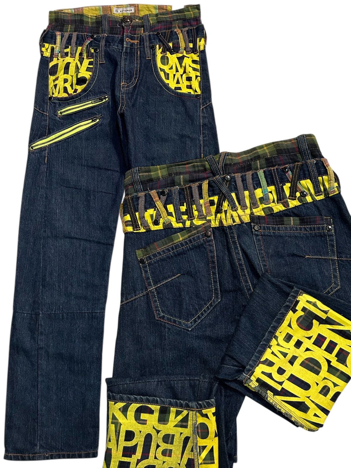 Japanese Brand × Kapital × Vintage Double Waist Japanese Punk Rock Denim Jeans Size US 30 / EU 46 - 1 Thumbnail