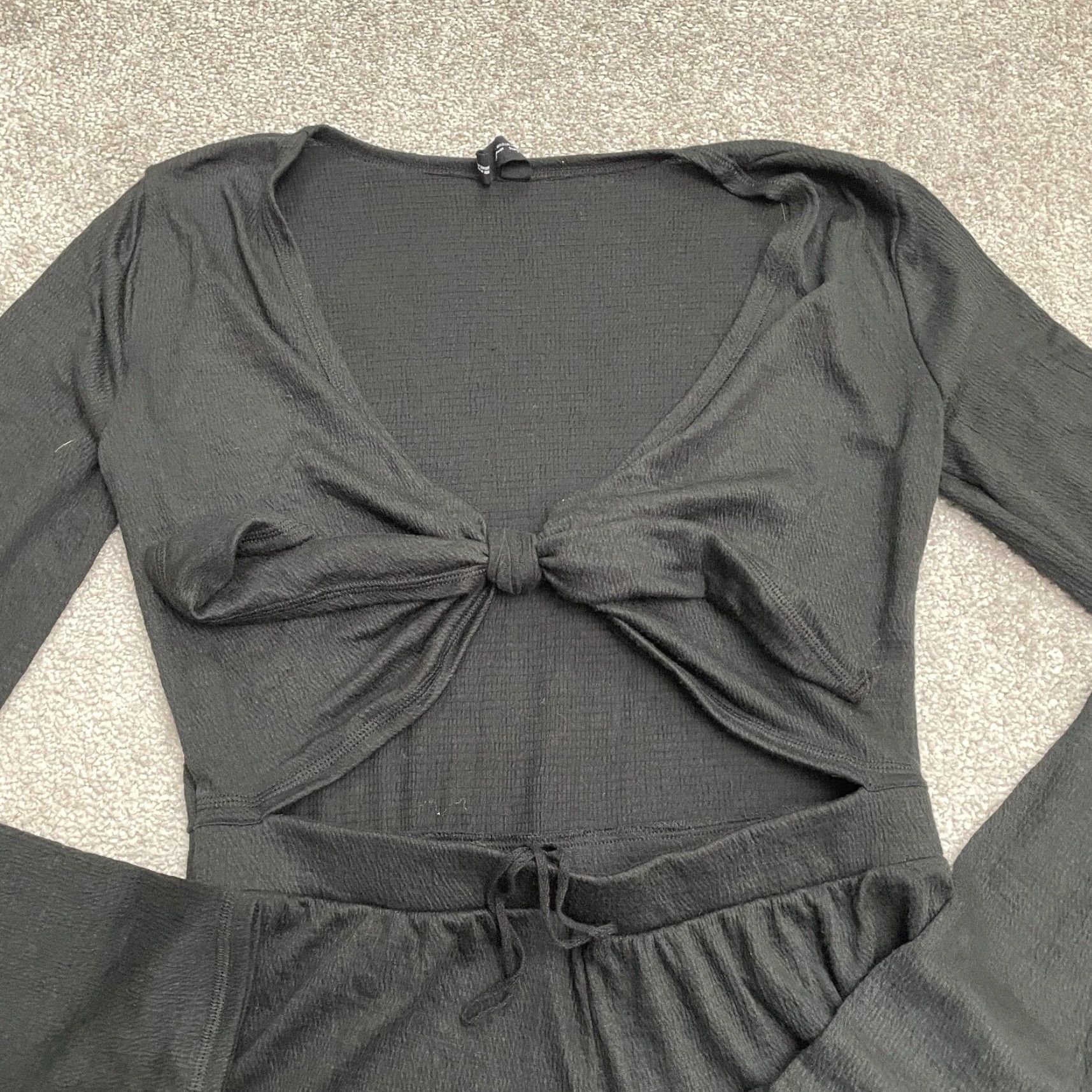 Urban Outfitters Out From Under Urban Outfitters Romper Womens Small Black Tie Front Bell Sleeve Size 28" / US 6 / IT 42 - 3 Thumbnail