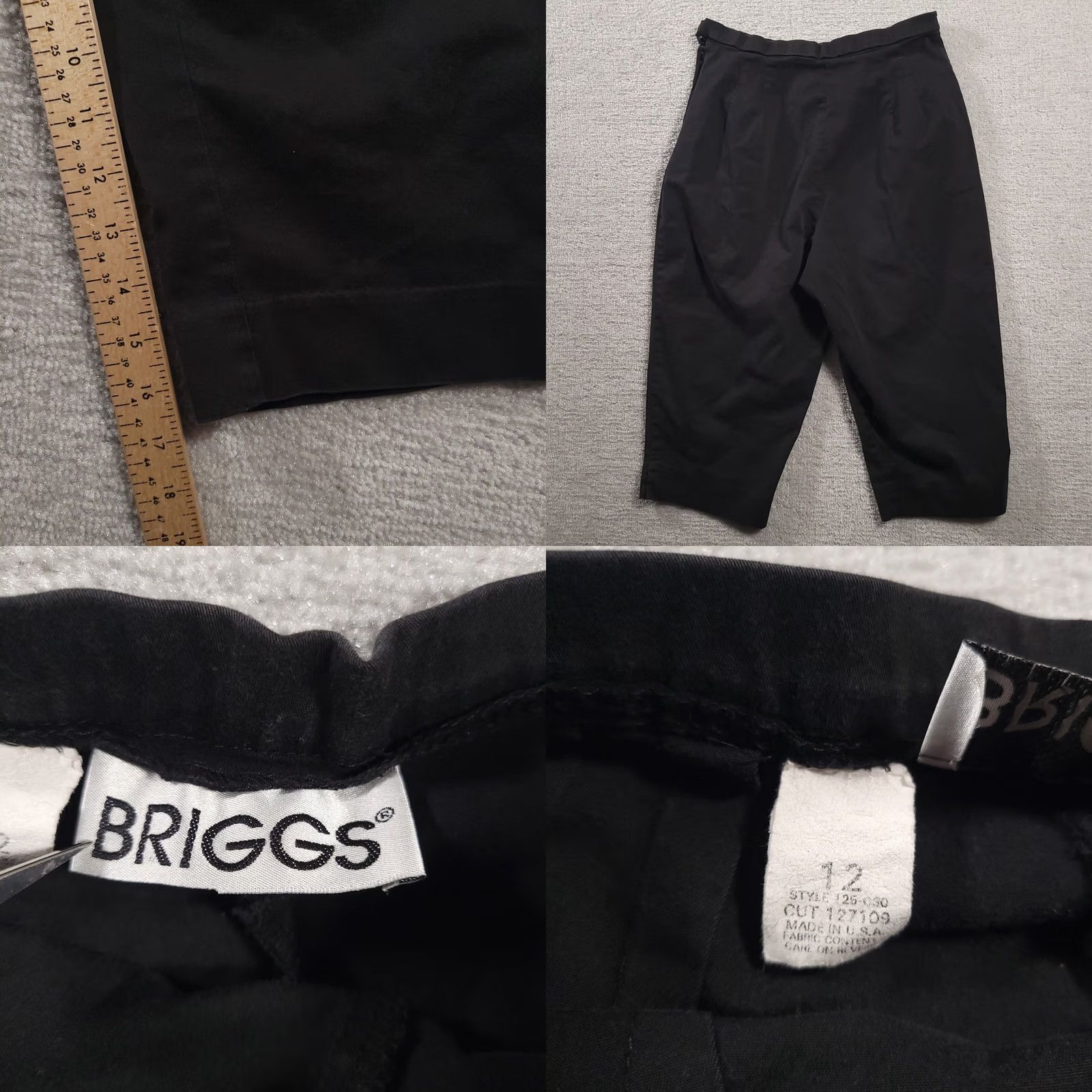 Vintage VINTAGE Briggs Dress Pants Women's 12 Black Cropped Capri Side Zip Made in USA Size 34" / US 12 / IT 48 - 8 Thumbnail