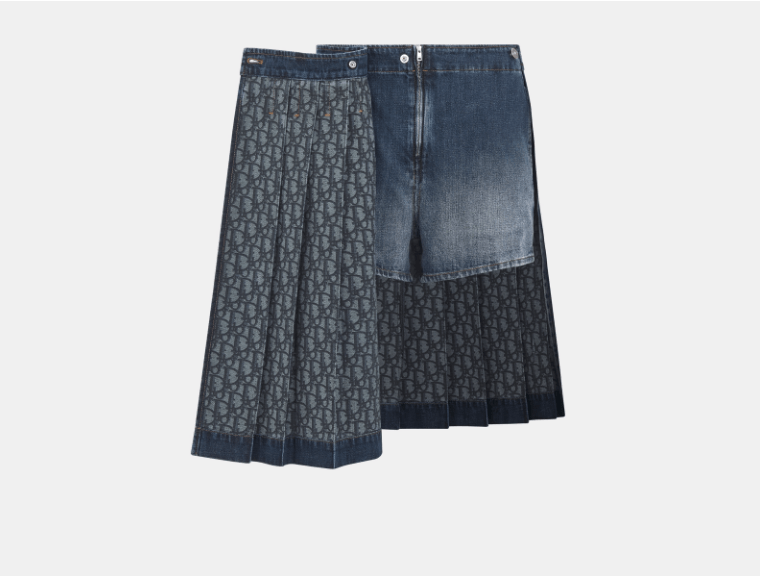 Dior o1w1db11225 452J50 Wrap Skirt with Integrated Short in Blue Size 25" / US 0 / IT 36 - 2 Thumbnail