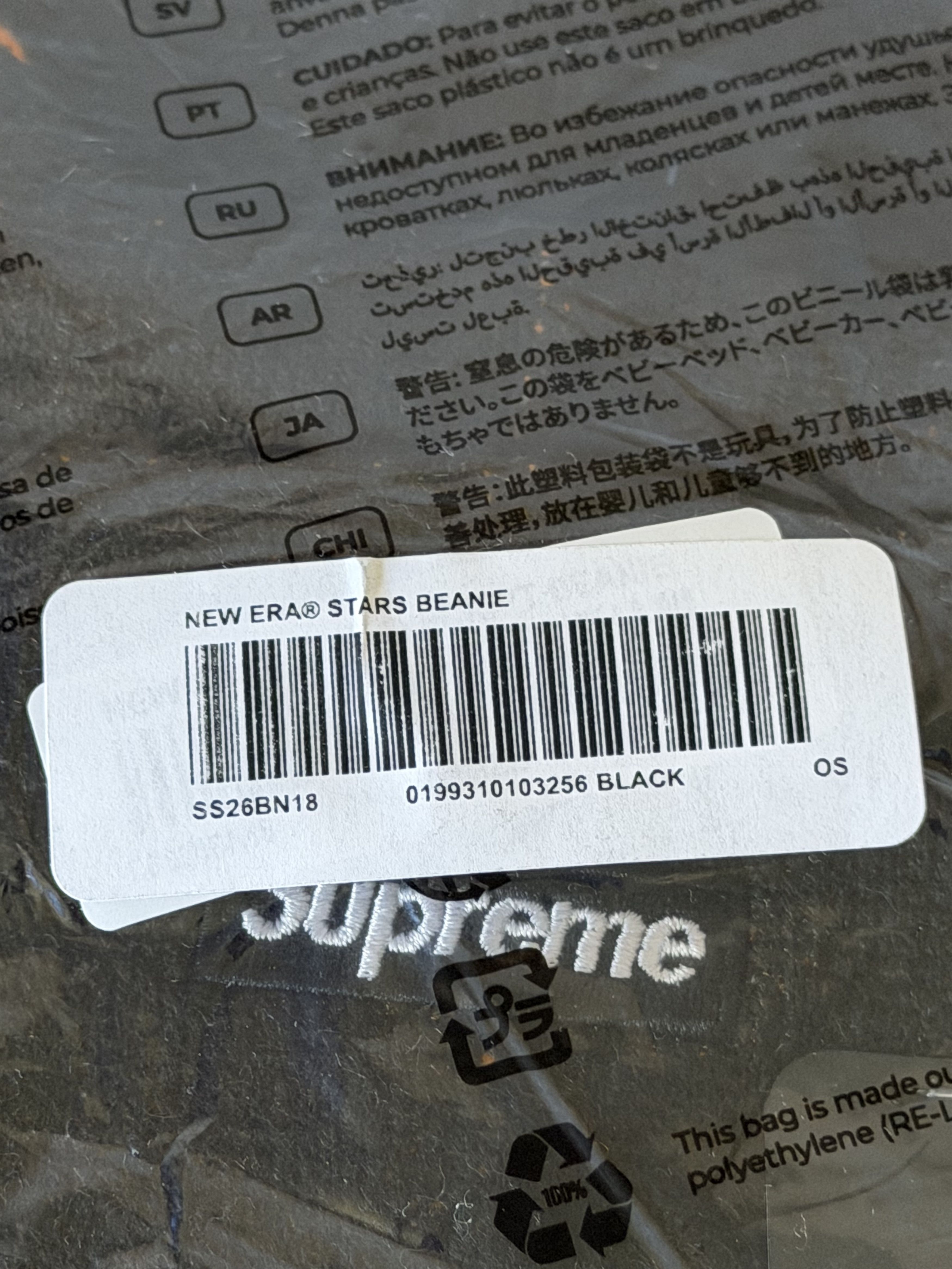 New Era × Supreme Supreme New Era Stars Beanie in Black Size ONE SIZE - 3 Thumbnail