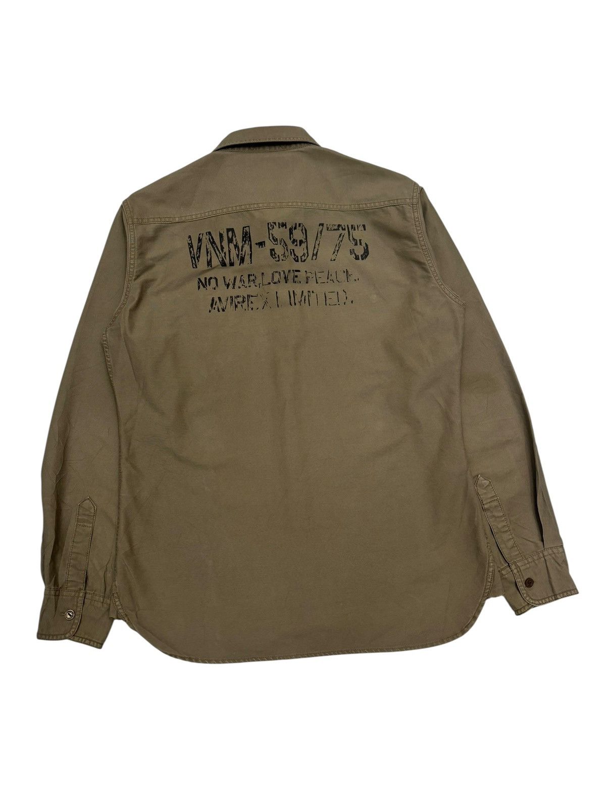 Aero Leathers AVIREX NO WAR🔥LOVE PEACE MILITARY BUTTON SHIRT Size US M / EU 48-50 / 2 - 8 Thumbnail