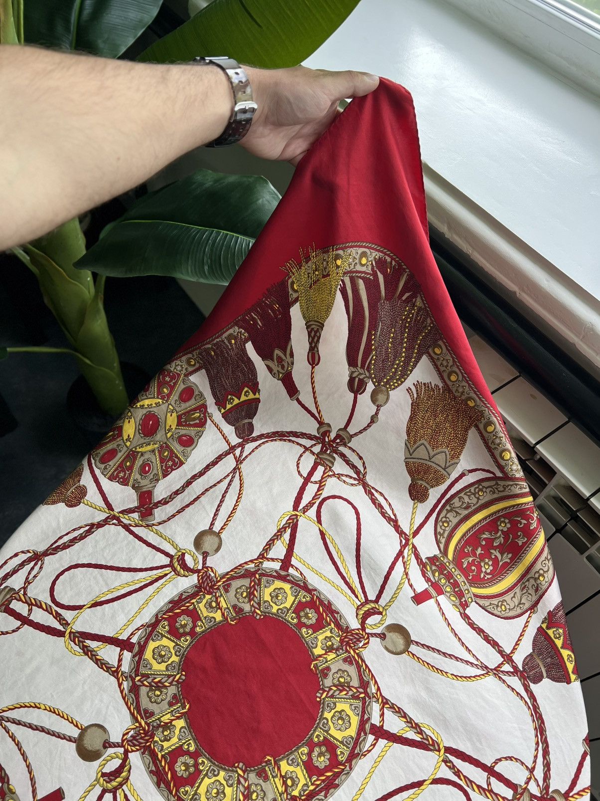 Vintage Feliciani Red Silk Scarf 86x85cm Tassel Print Vintage Size ONE SIZE - 11 Thumbnail