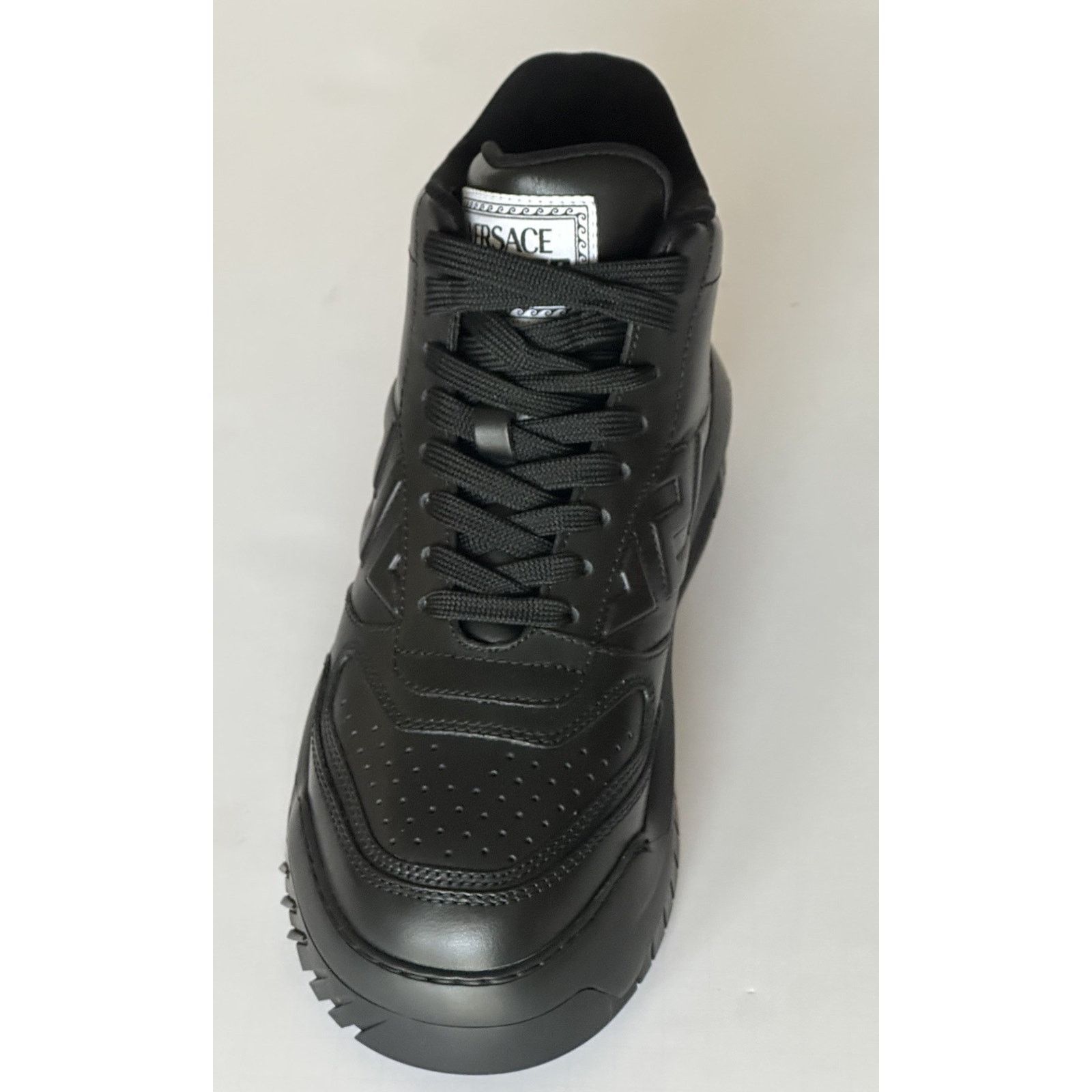 Versace Versace Greca Leather High Top Black Sneakers 12 US 1011349 Size US 12 / EU 45 - 6 Thumbnail