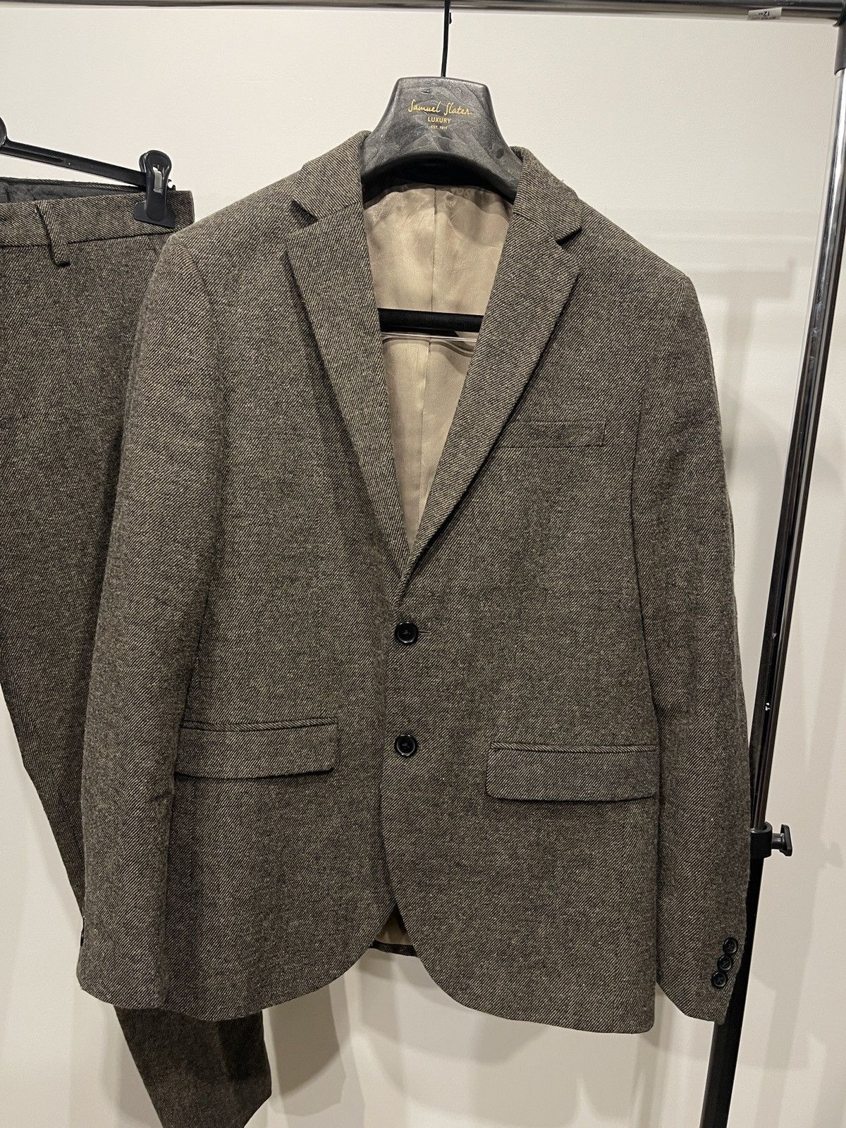 Jack & Jones Jack Jones Men's Classic Wool Suit Beige blazer jacket Size 38R - 2 Thumbnail