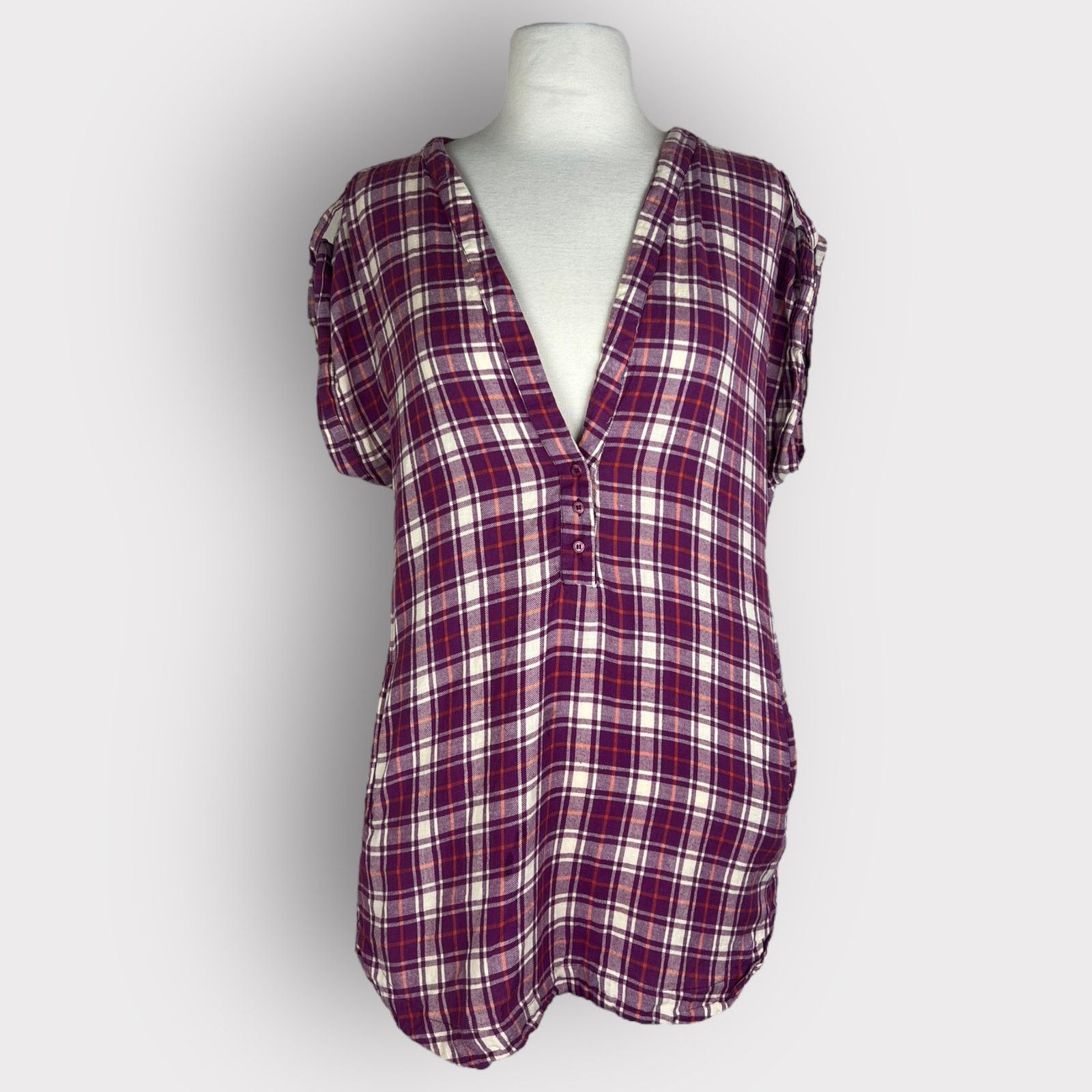 Vintage Delia | Vintage Y2K Flannel Tunic Mini Dress | Small Size S / US 4 / IT 40 - 1 Thumbnail