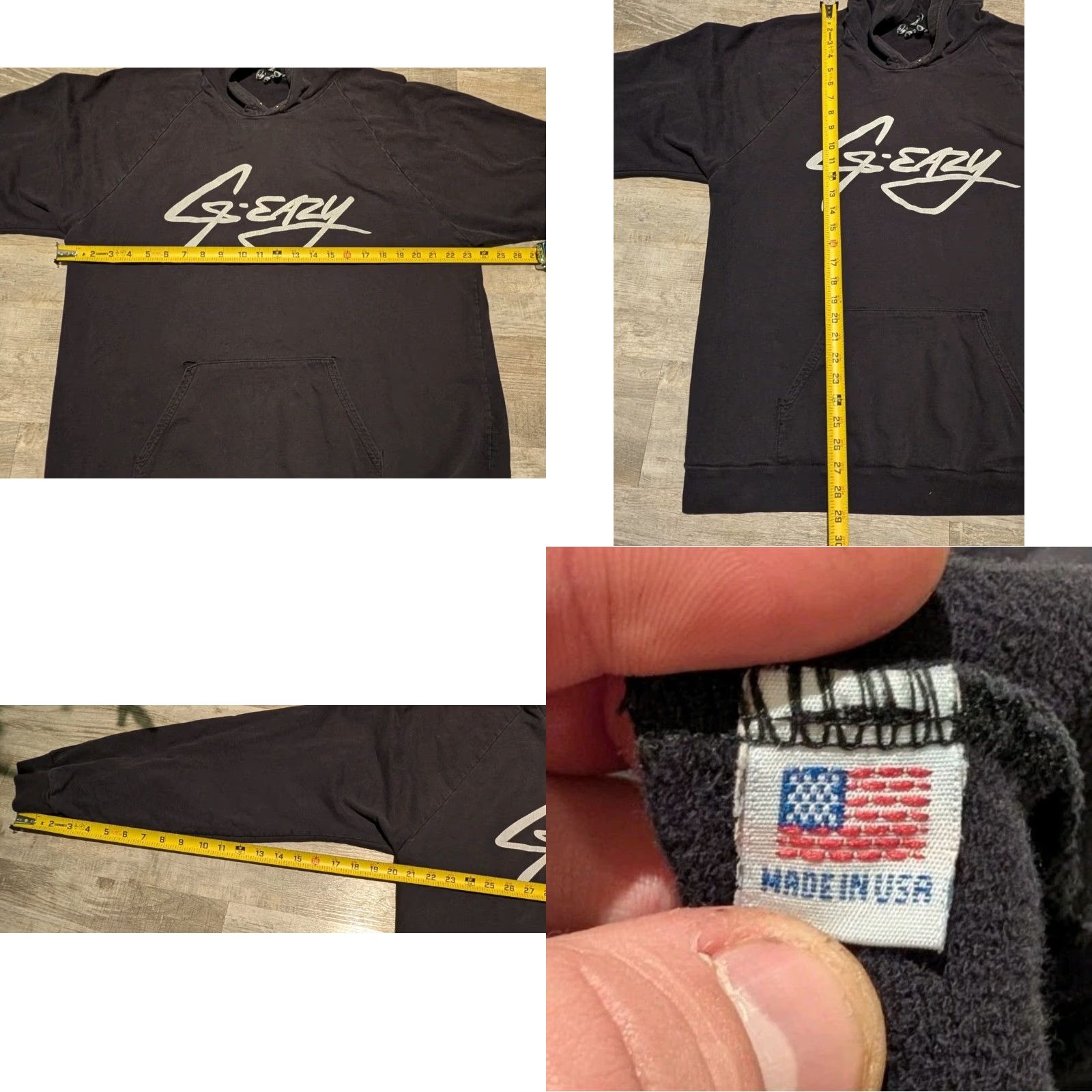 J Brand VINTAGE G-EAZY Brand HOODIE Sweatshirt Men XL Black Graphic Print Distressed Pockets Hooded Pullover Size US XL / EU 56 / 4 - 9 Thumbnail