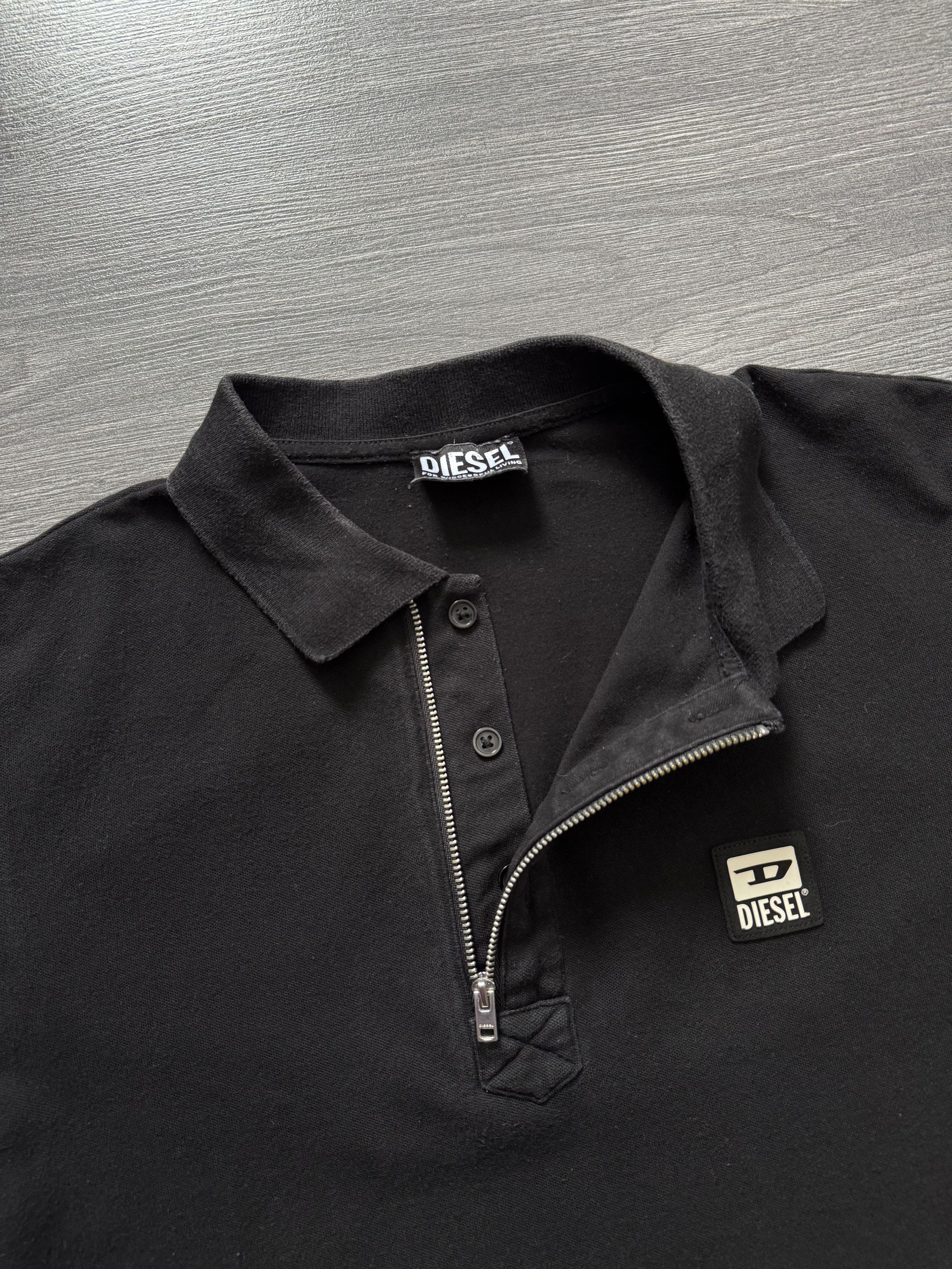 Diesel Vintage Y2K Diesel polo 1/4 tee casual streetwear black Size US L / EU 52-54 / 3 - 4 Thumbnail