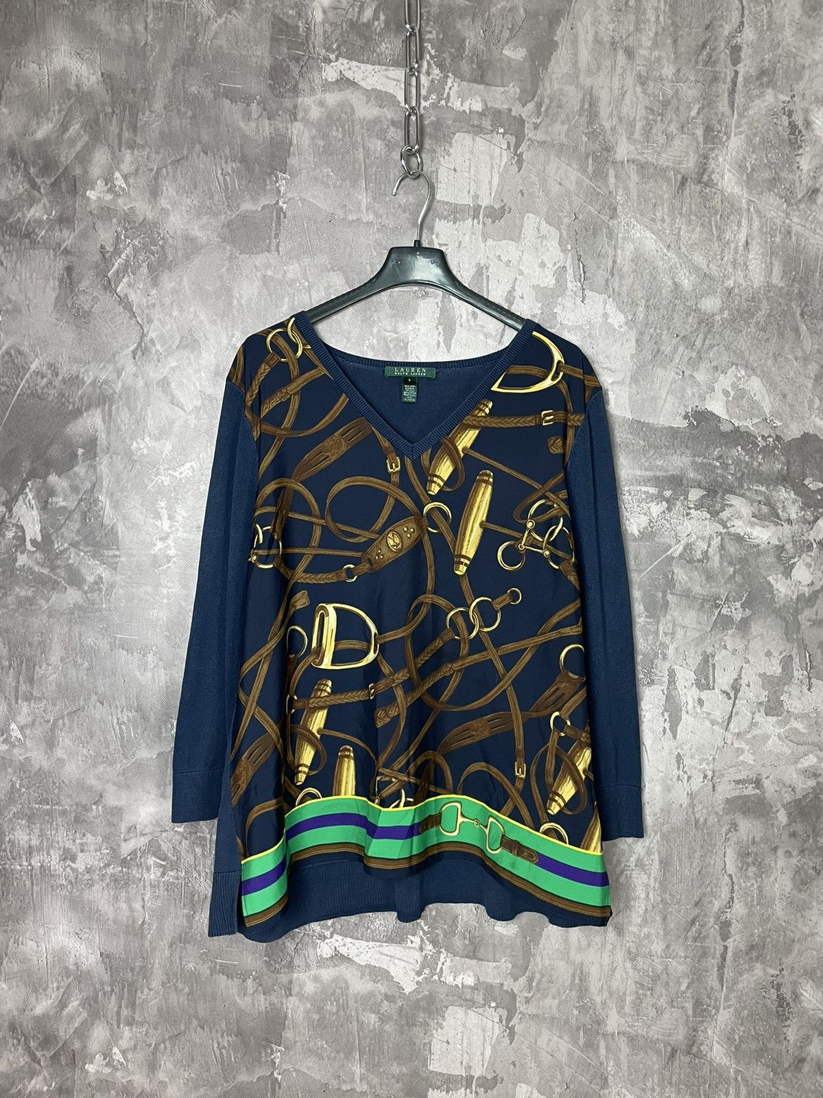 Ralph Lauren Ralph Lauren Belts Printed Longsleeve Pullover Jumper Size L / US 10 / IT 46 - 1 Thumbnail