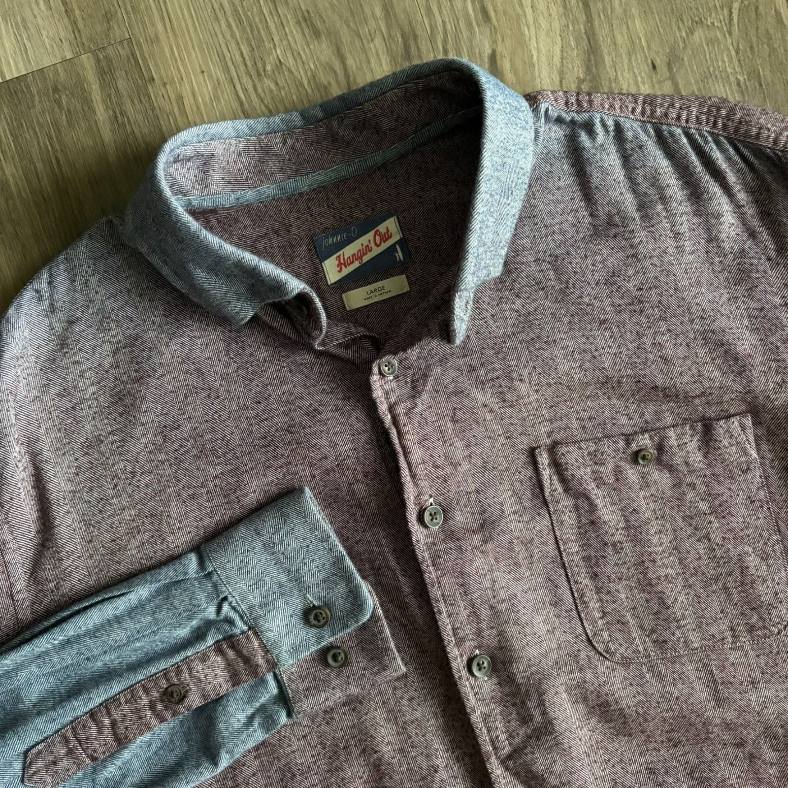 Vintage × johnnie-O Johnnie O Shirt Men's Size L Hombre Blue Maroon Button Up Size US L / EU 52-54 / 3 - 1 Thumbnail