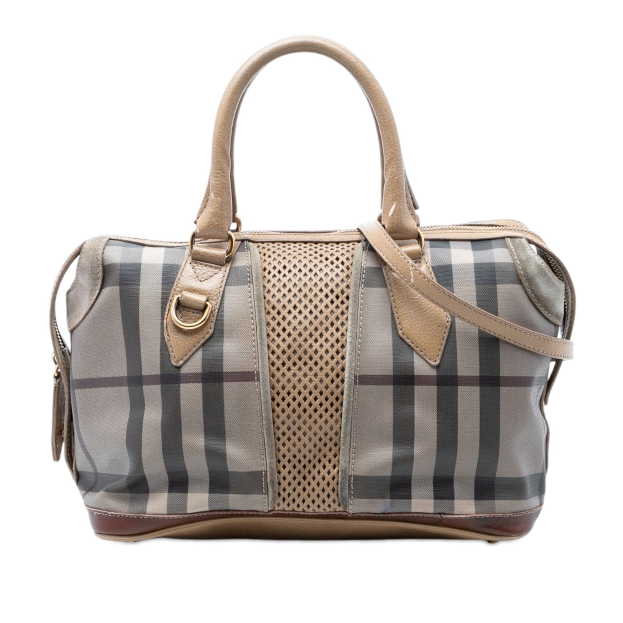 Burberry Smoke Check Coated Canvas Gilmoure Satchel Size ONE SIZE - 1 Thumbnail