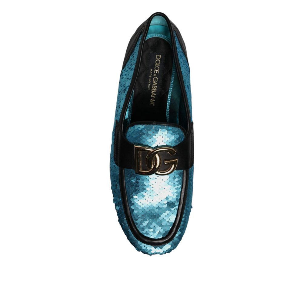 Dolce & Gabbana Dolce & Gabbana Blue Sequined Loafers Formal Dress Shoes Size US 6 / EU 39 - 8 Thumbnail