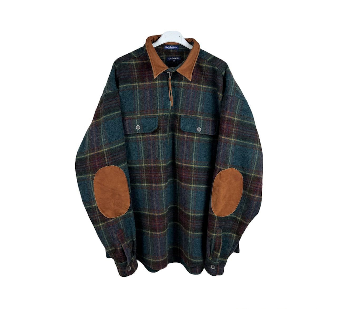 Flannel × Gant × Vintage Vintage 90s Gant plaid wool overshirt flannel checked suede Size US XL / EU 56 / 4 - 2 Thumbnail