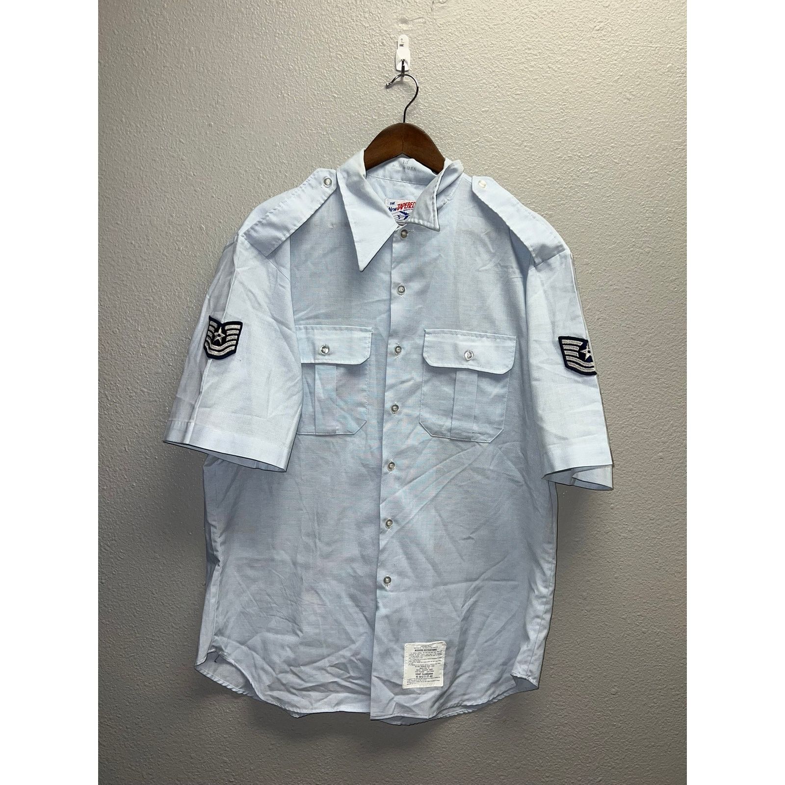 Vintage Vintage Air Force Shirt USAF 1580 Blue SS Epaulets 1983 Size US XL / EU 56 / 4 - 1 Thumbnail