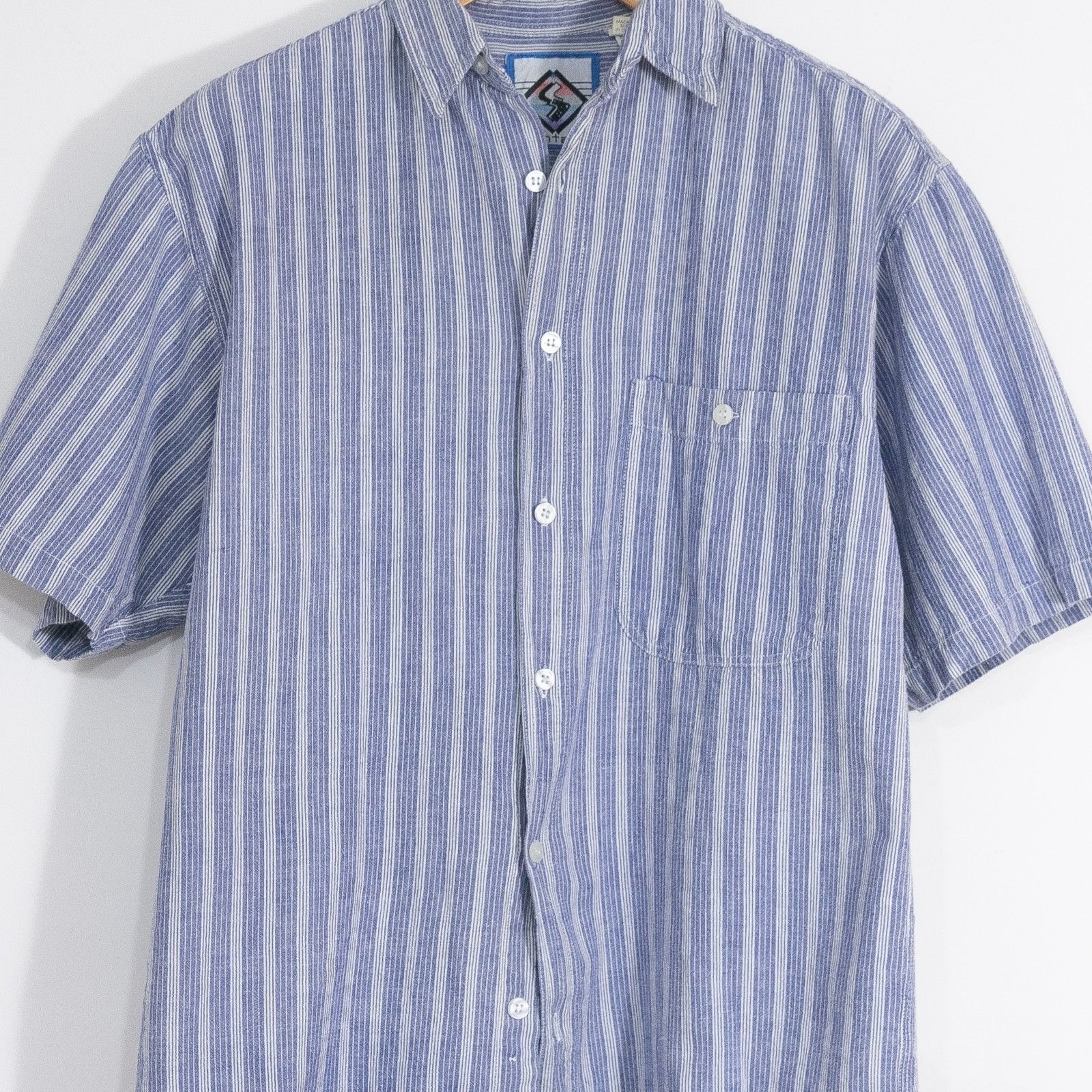Vintage Vintage 90s Santana Denim Button Up Shirt Mens Small Striped Size US S / EU 44-46 / 1 - 2 Thumbnail