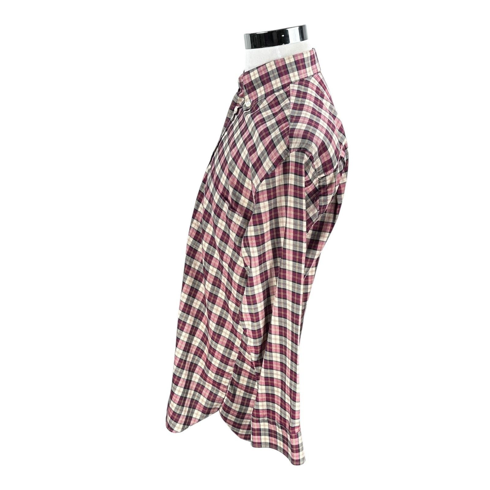 Brioni Brioni Shirt Mens Large Red Gray Beige Check Plaid Cotton Size US L / EU 52-54 / 3 - 4 Thumbnail