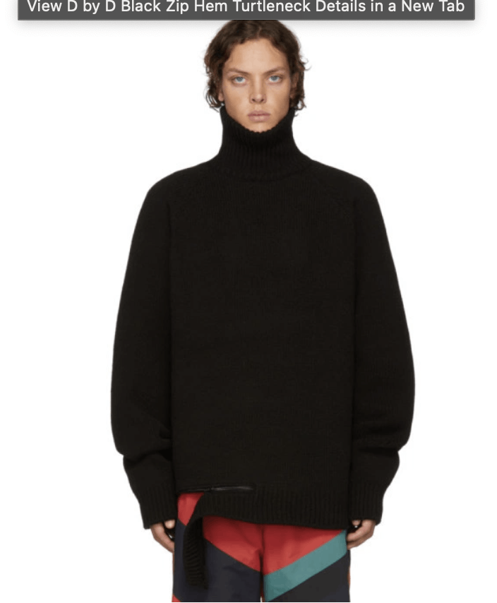 D by D Black Zip Hem Turtleneck Size US M / EU 48-50 / 2 - 6 Thumbnail