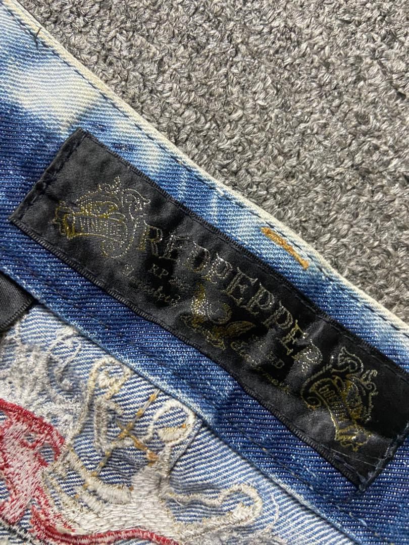 Japanese Brand Vintage Red Pepper Low Rise Distressed Flare Jeans (175) Size 29" - 4 Thumbnail