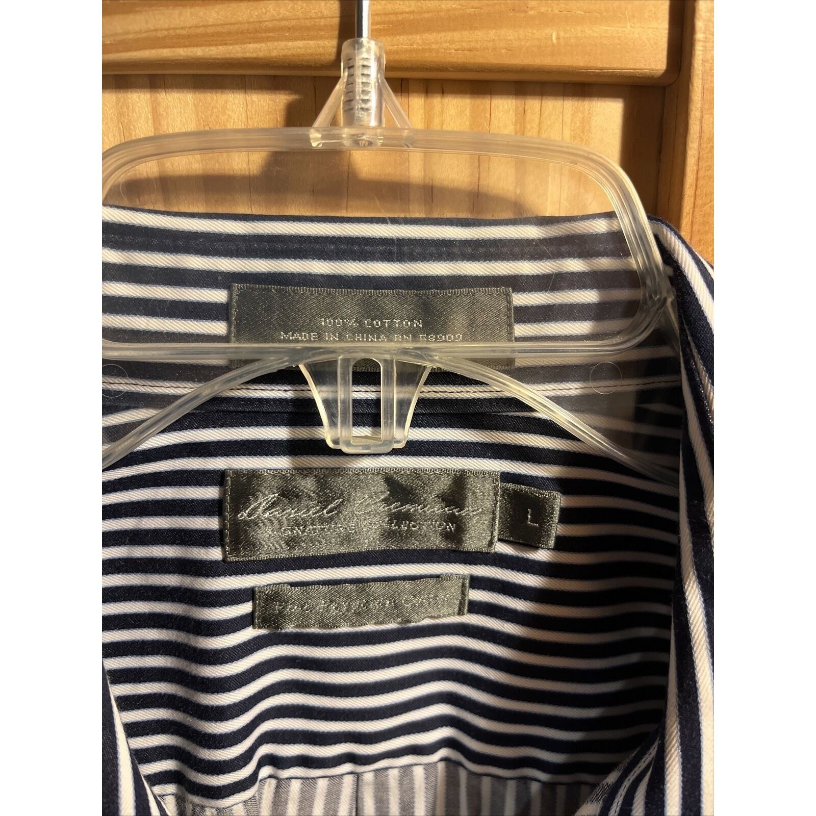 Daniel Cremieux Daniel Cremieux Men's L Blue Stripe SS Egyptian Cotton Shirt Size US L / EU 52-54 / 3 - 3 Thumbnail