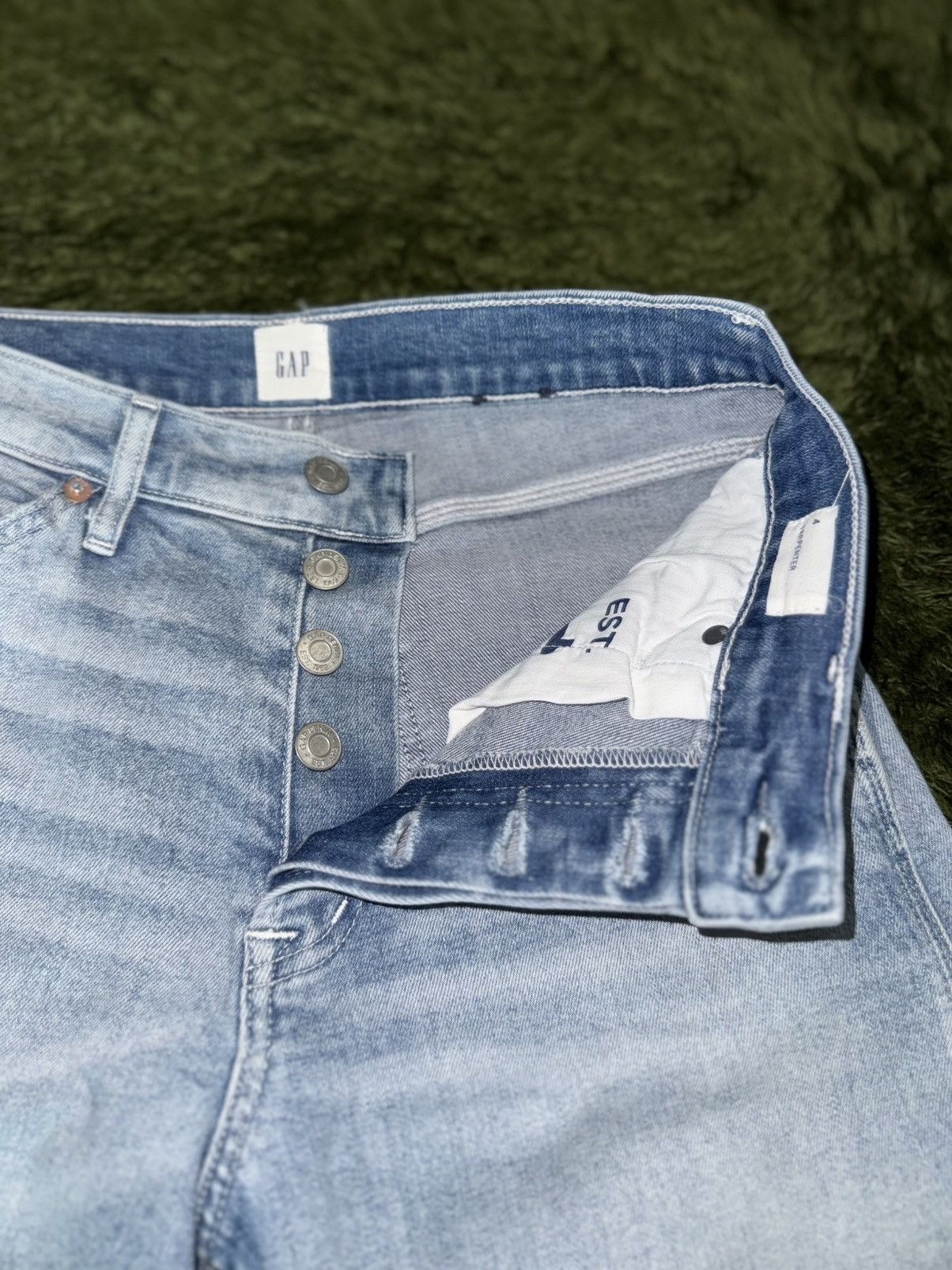 Gap [4] 00s GAP Button Bleached Cropped Denim Carpenter Pants Size US 29 - 3 Thumbnail