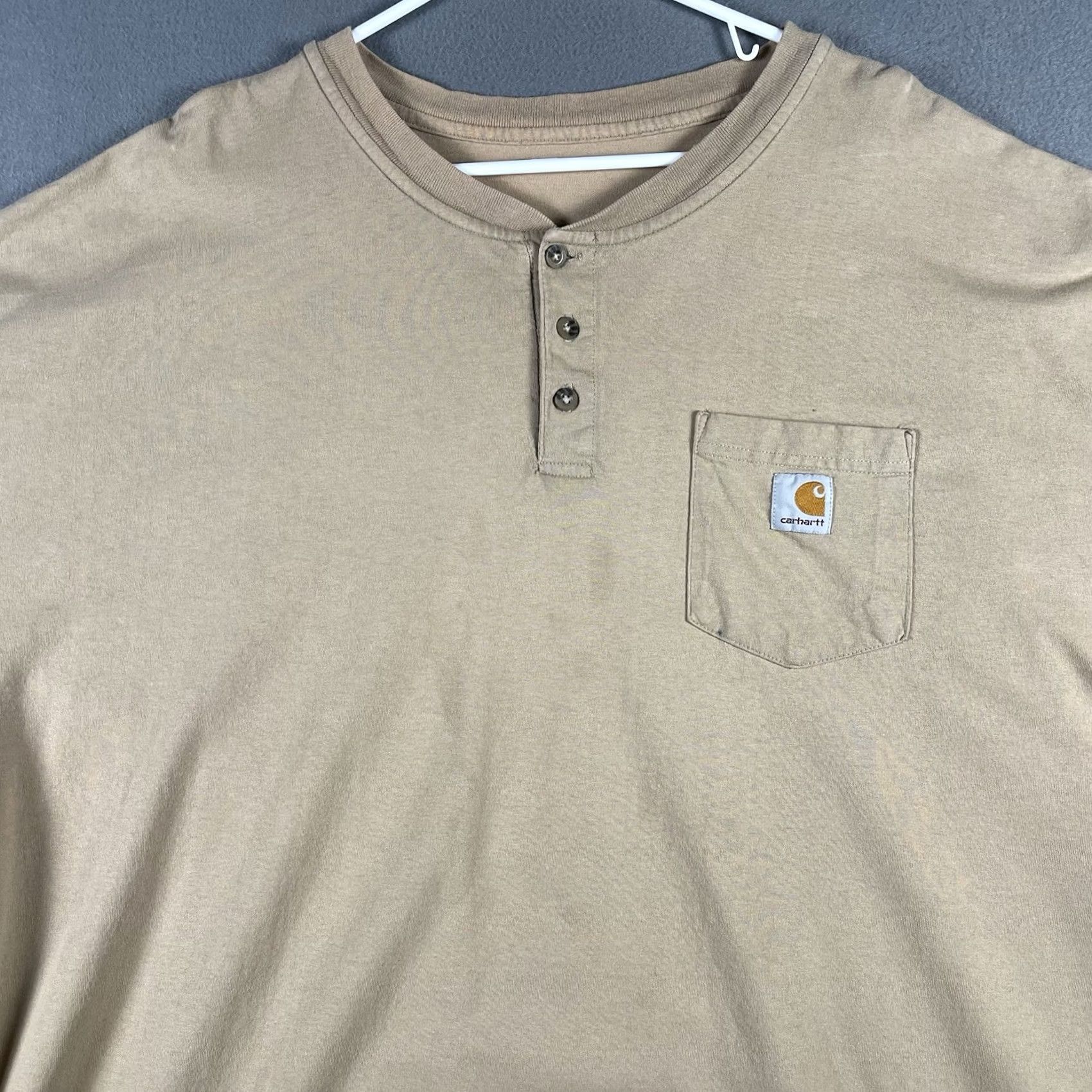 Carhartt Carhartt Henley Shirt Men 3XB Tan Long Sleeve Casual Workwear Durable Pocketed Outdoor Button-Up Shirt Size US XXL / EU 58 / 5 - 2 Thumbnail