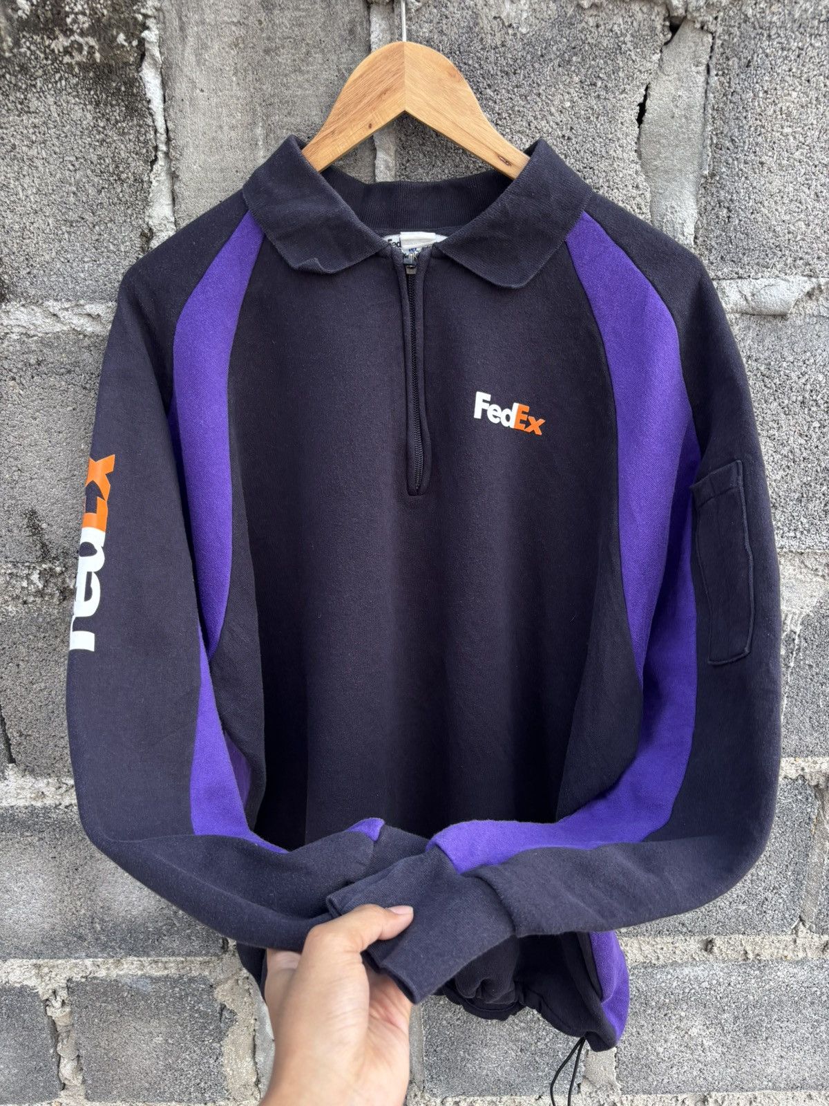 Vintage Fedex Uniform Half Zip Sweatshirt Size US L / EU 52-54 / 3 - 13 Thumbnail