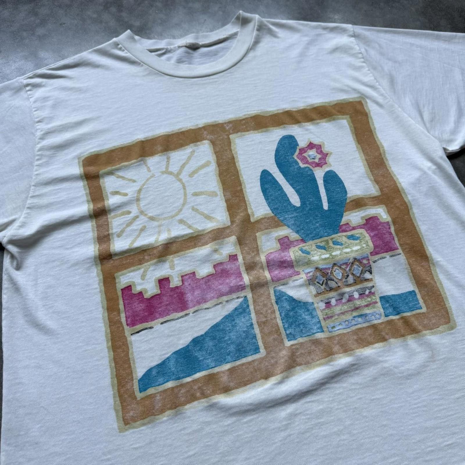 Other Window With Cactus Vintage Faded Graphic T-shirt Size US M / EU 48-50 / 2 - 3 Thumbnail