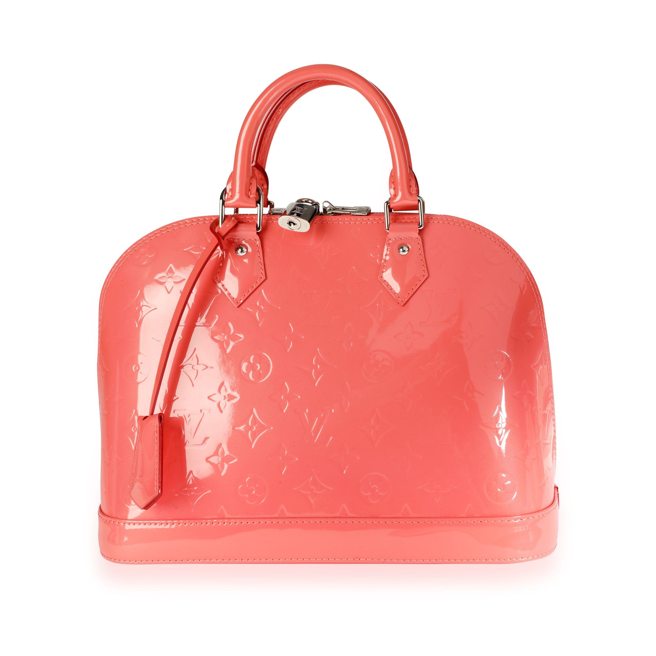 image of Louis Vuitton Rose Litchi Monogram Vernis Alma Pm in Pink, Women's