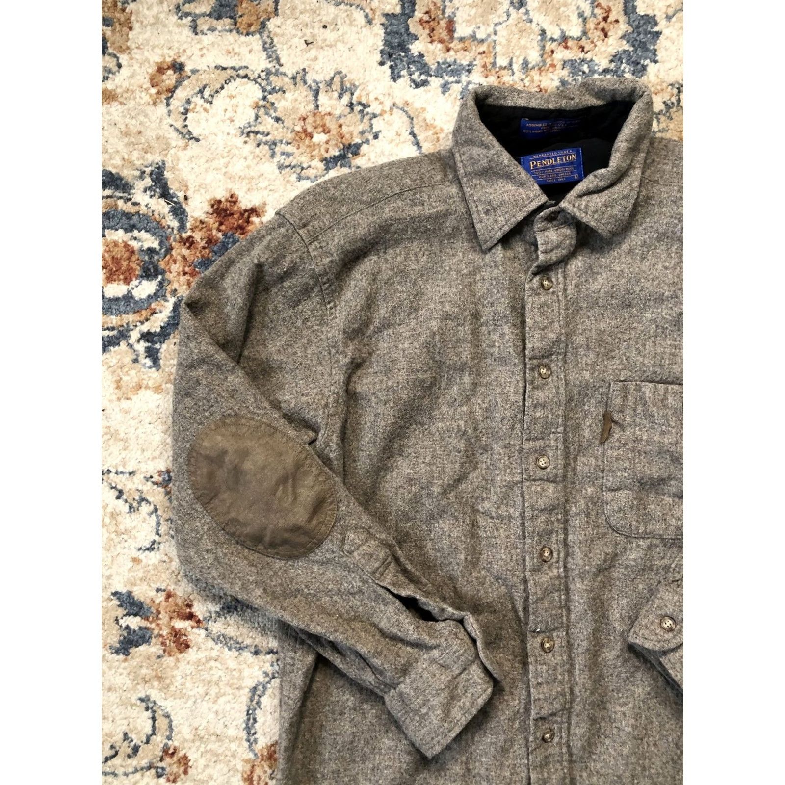 Pendleton Pendleton Shirt Mens Large Gray Wool Elbow Patch Outdoor Workwear Button Up Size US L / EU 52-54 / 3 - 3 Thumbnail