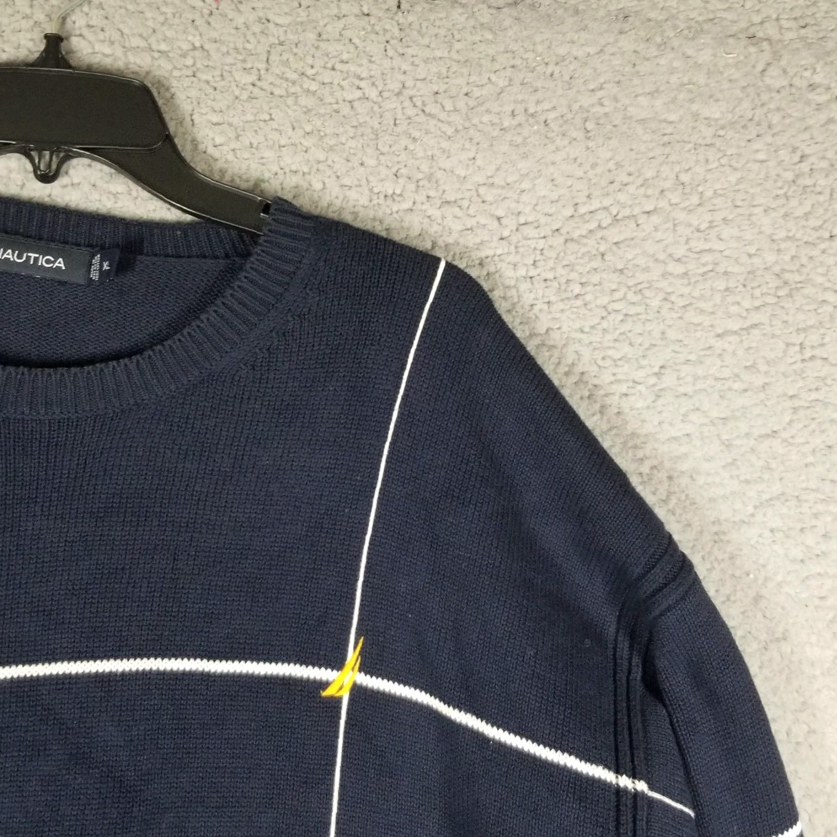 Nautica VINTAGE Nautica Sweater XL Navy Blue Windowpane Crewneck Cotton Pullover Mens Size US XL / EU 56 / 4 - 4 Thumbnail