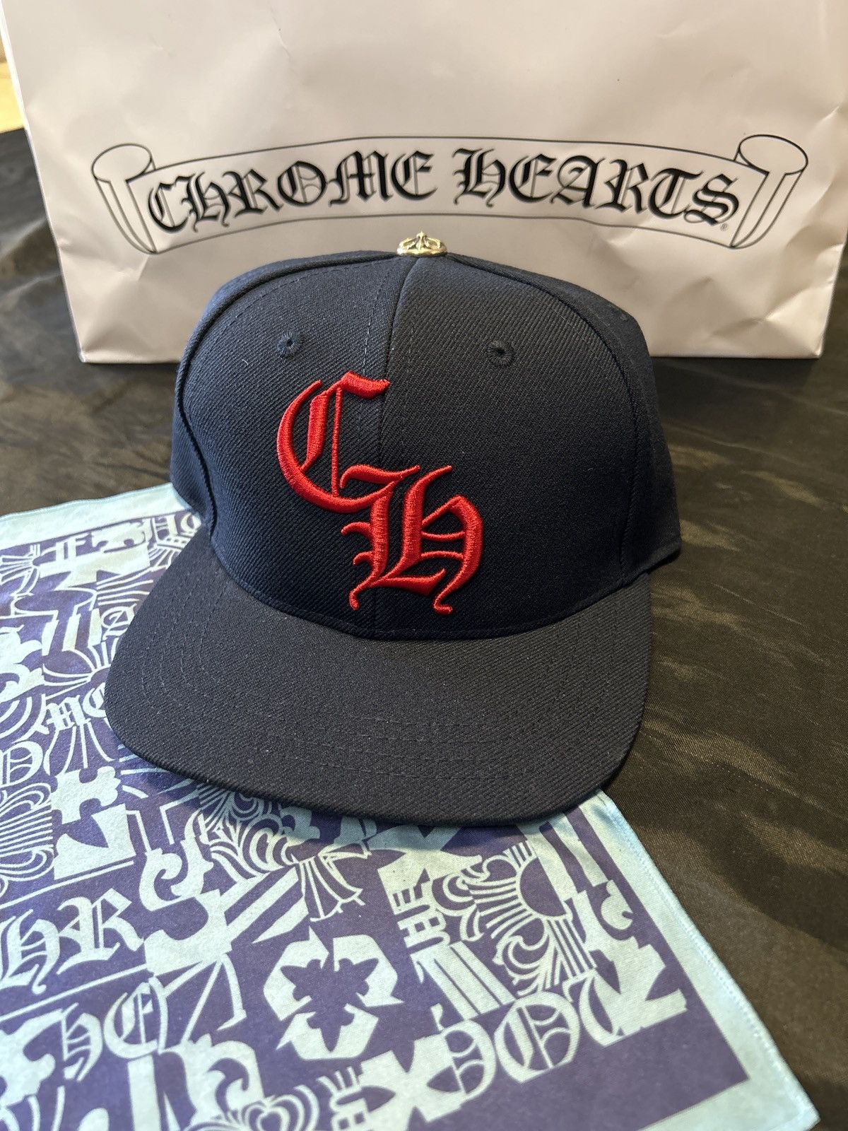 Chrome Hearts Chrome Hearts 6 Panel BaseBall Hat Navy/Red RARE. Size ONE SIZE - 8 Thumbnail