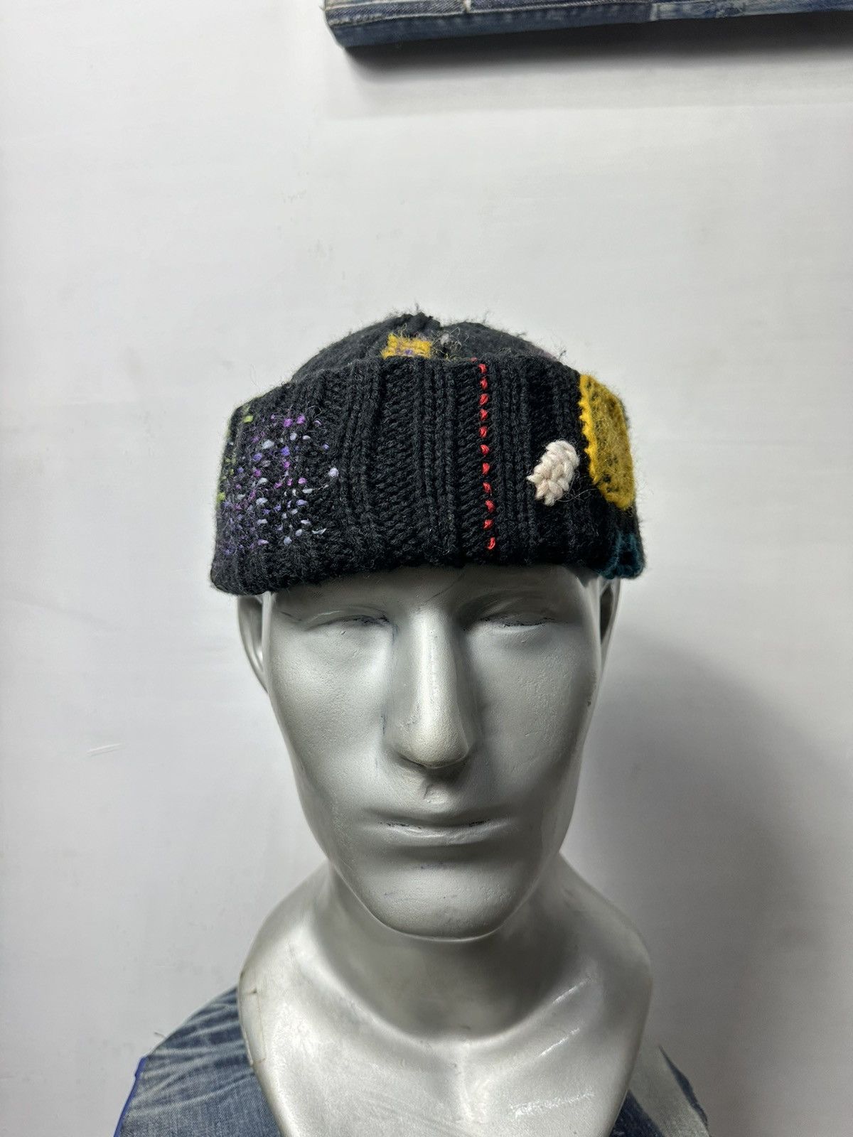 Handmade Nice Design Multicolored Art Knitted mending Beanie Hats Size ONE SIZE - 4 Thumbnail