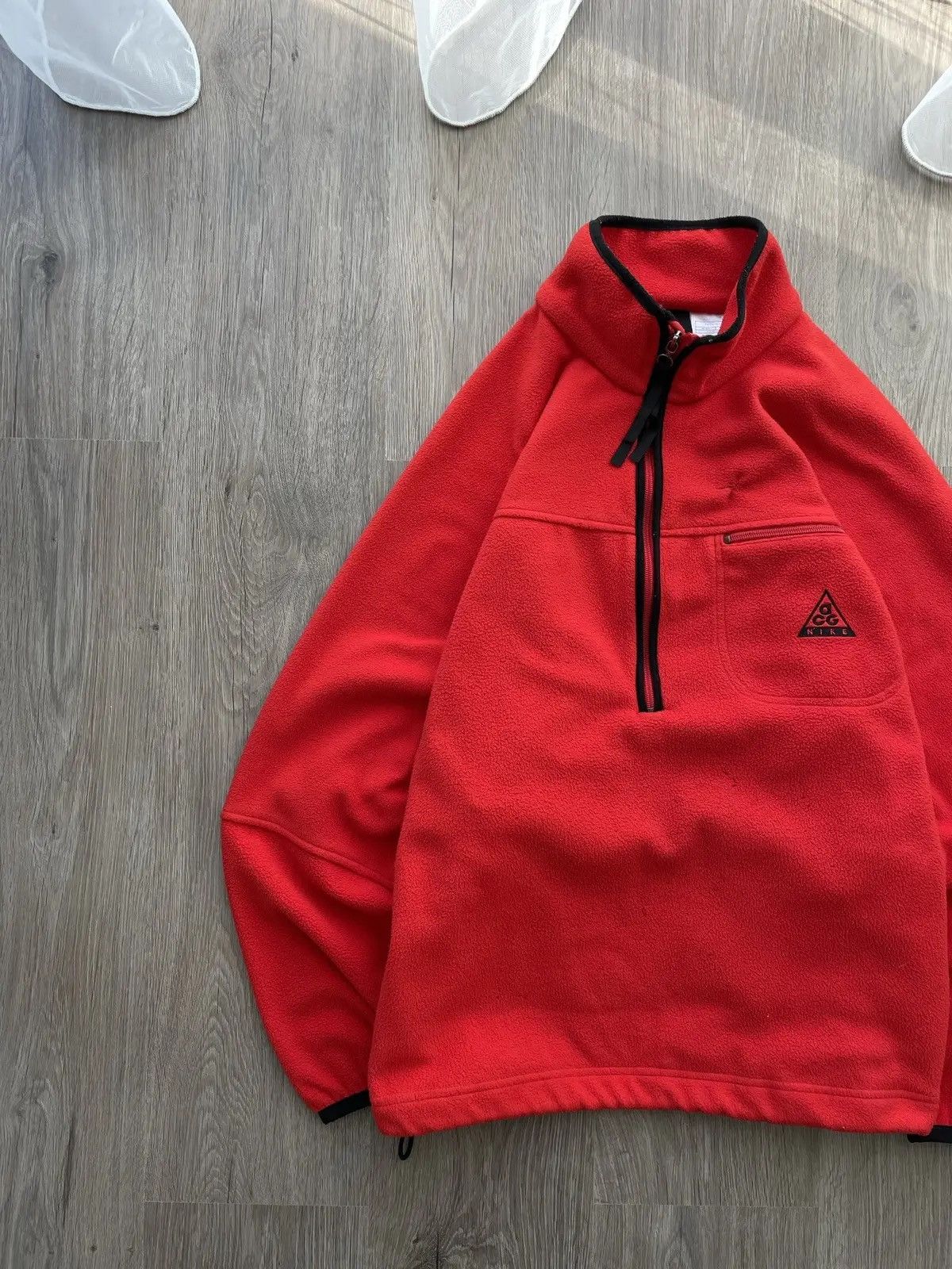 Nike × Nike ACG × Vintage Vintage Nike ACG Fleece Jacket Red Y2K big Logo Size US M / EU 48-50 / 2 - 3 Thumbnail