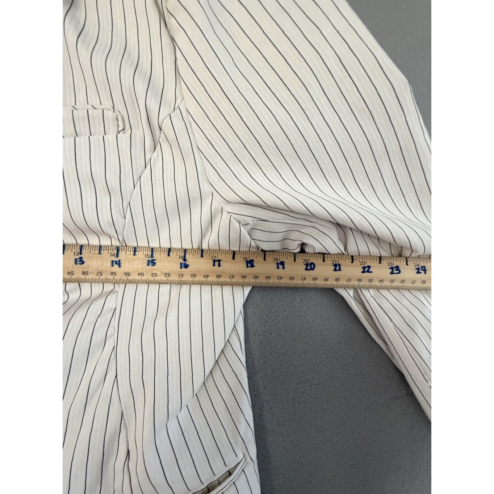 Vintage Lane Bryant Blazer Jacket Womens 18 White Pinstripe One-Button Stretch Plus - Business Workwear No N/A Size XXL / US 16-18 / IT 52-54 - 6 Thumbnail