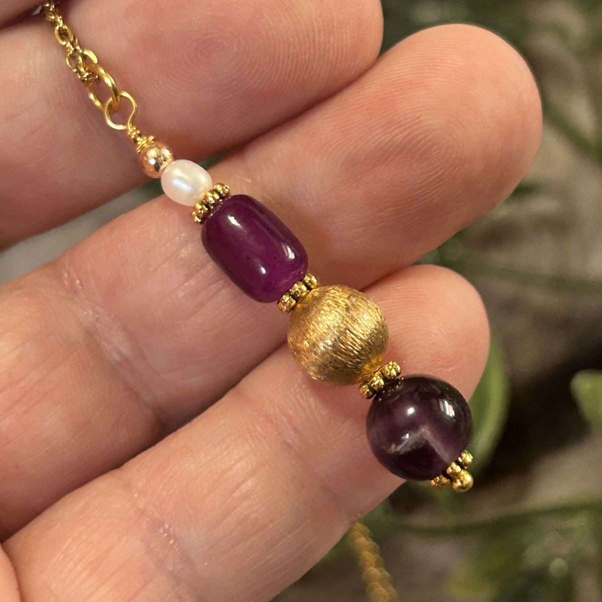 Handmade Handcrafted vintage bead drop pendant on chain necklace Size ONE SIZE - 1 Thumbnail
