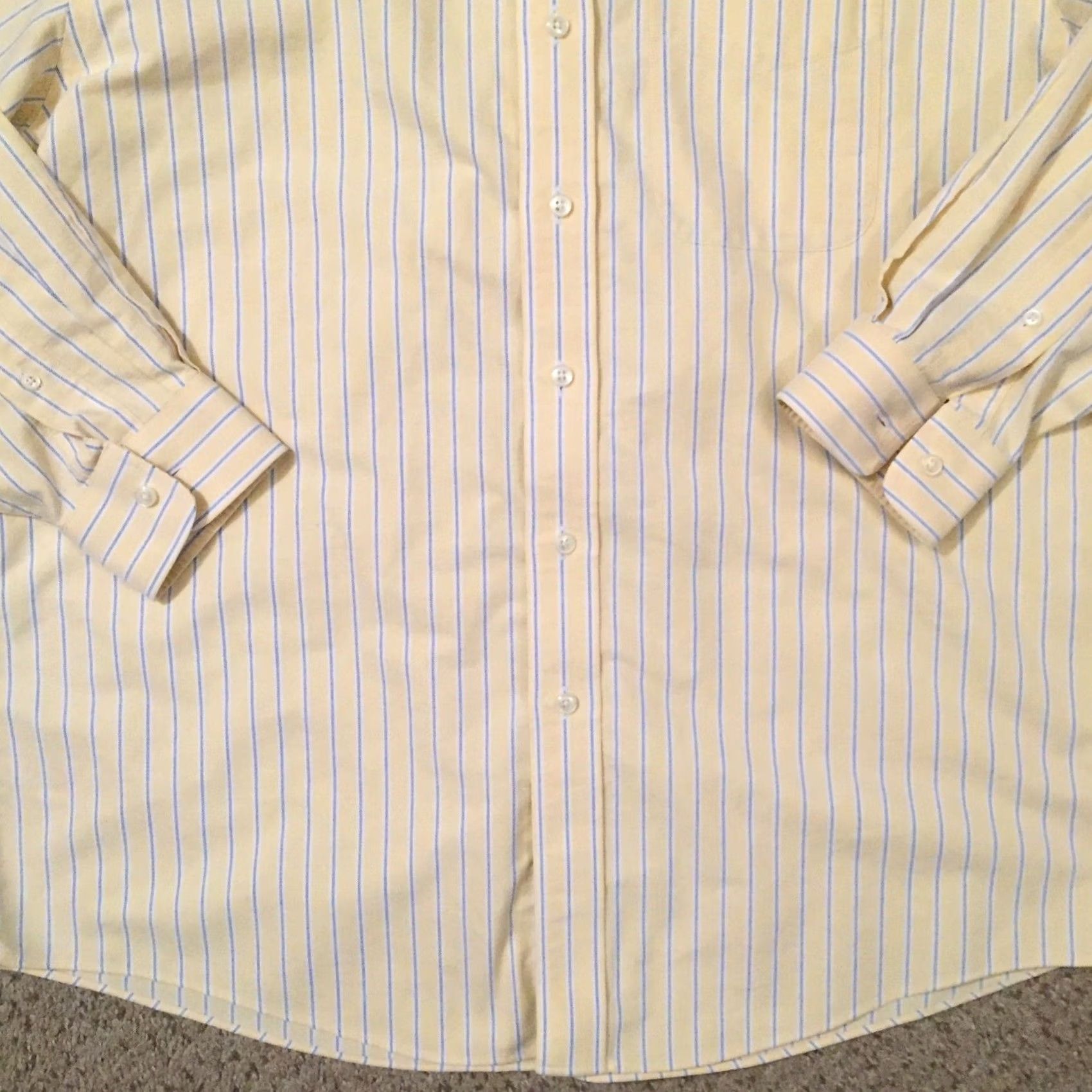 Vintage L.L. Bean Shirt Mens 16.5 Yellow Striped Long Sleeve Button Up Size US XL / EU 56 / 4 - 4 Thumbnail