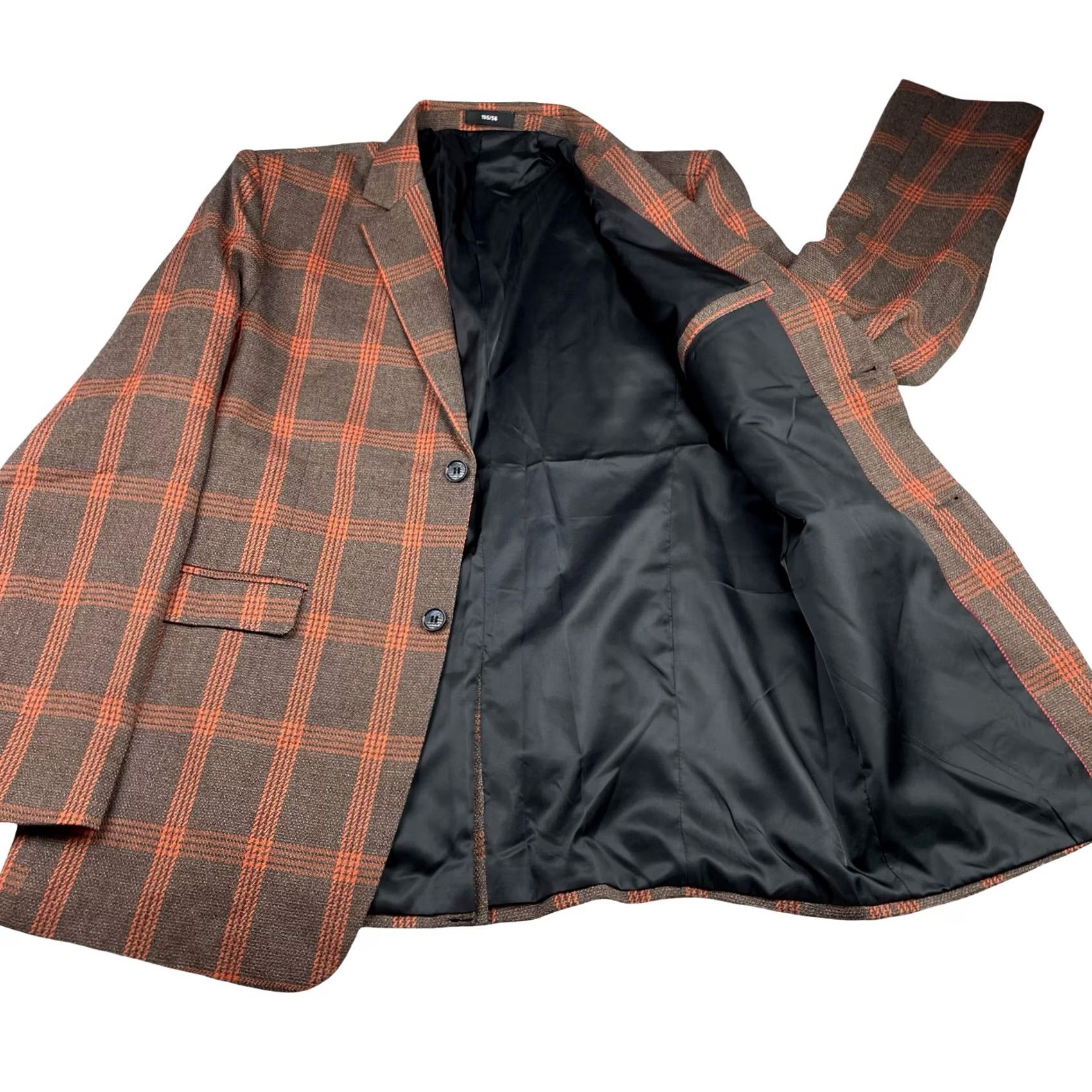 Vintage Bespoke Suit Men's 2-Button Brown Orange Plaid XL 44R 38x31 Size 44R - 3 Thumbnail