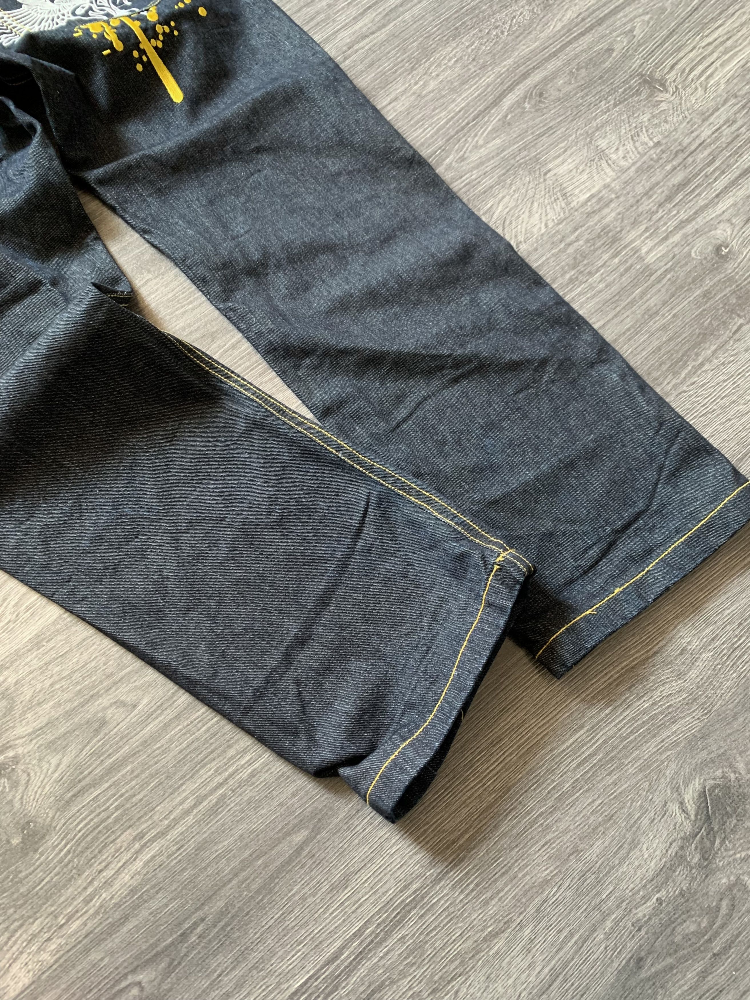 Japanese Brand Raw Blue Y2K Embroidered Baggy Rap Pants Size US 34 / EU 50 - 7 Thumbnail