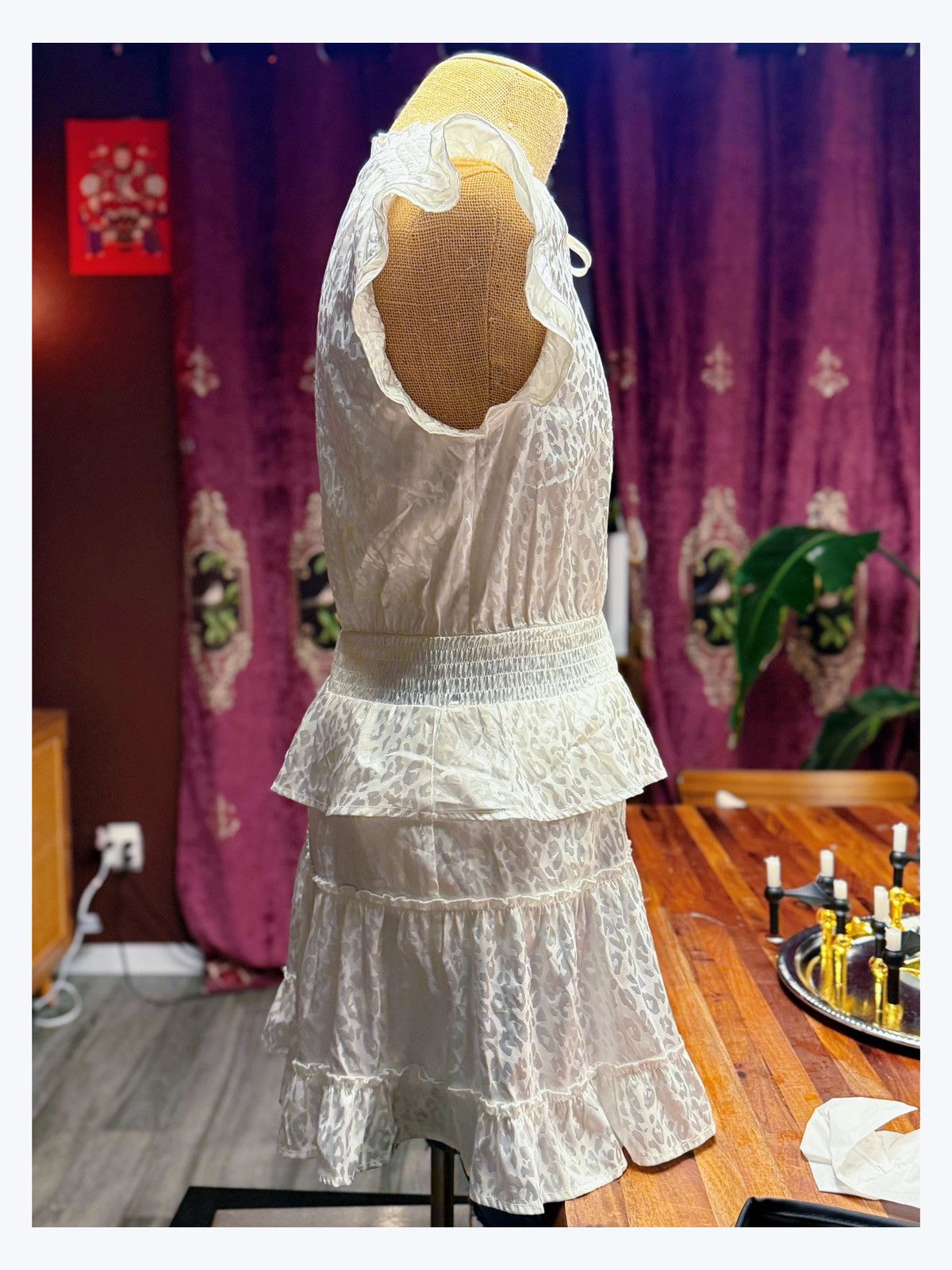 Other Chic Ruffled Mini Dress – Subtle Leopard Satin Print Size M / US 6-8 / IT 42-44 - 5 Thumbnail
