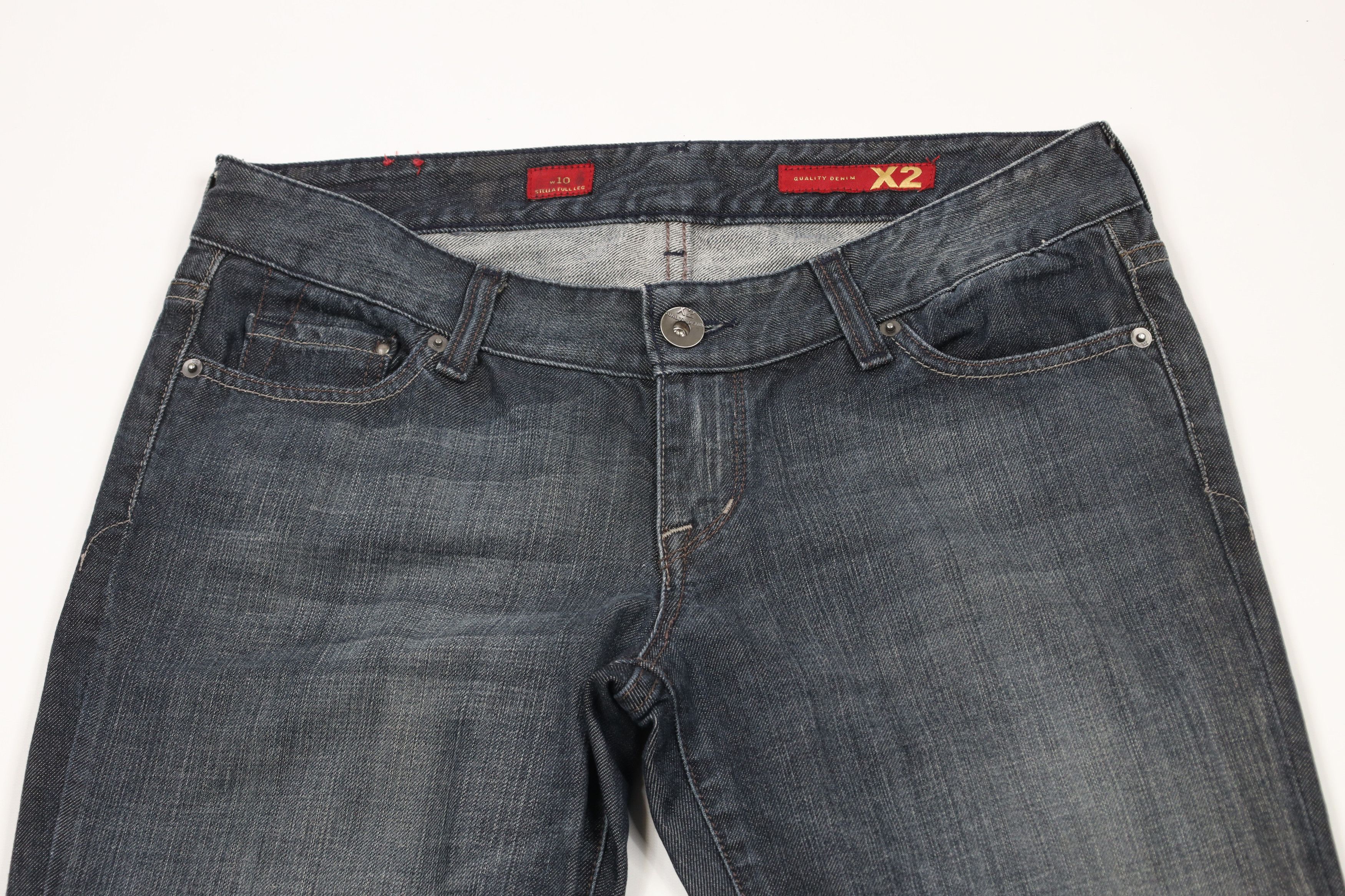 Express × Vintage Vintage Y2K Express X2 Full Leg Flared Stretch Denim Jeans Size 30" / US 8 / IT 44 - 2 Thumbnail