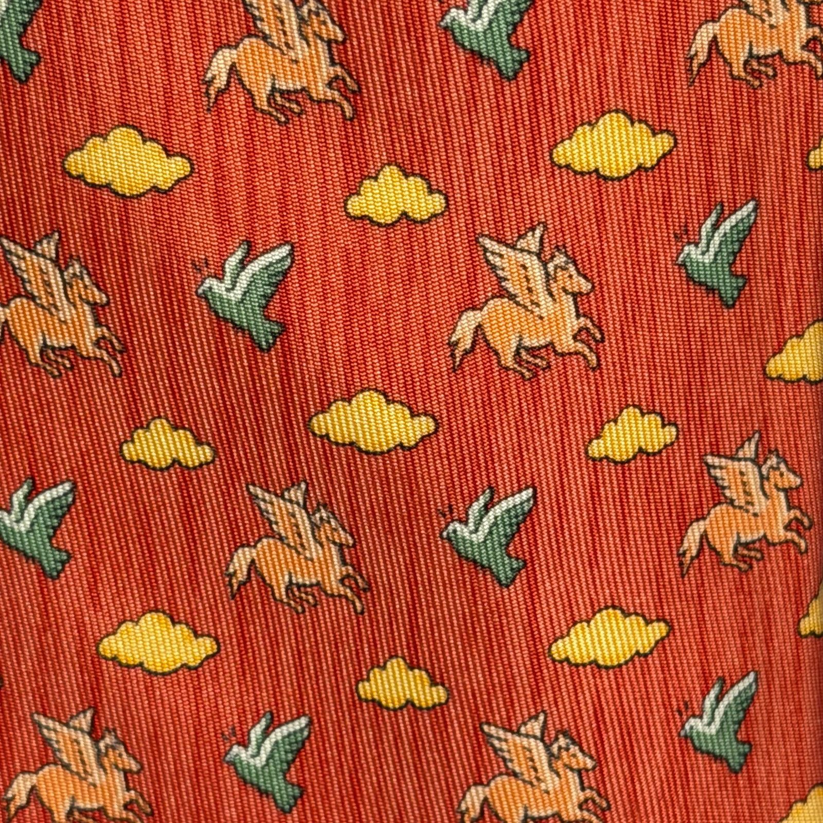 Hermes Hermes Paris Vintage Silk Pegasus & Dove Men’s Tie 7831 UA Size ONE SIZE - 4 Thumbnail