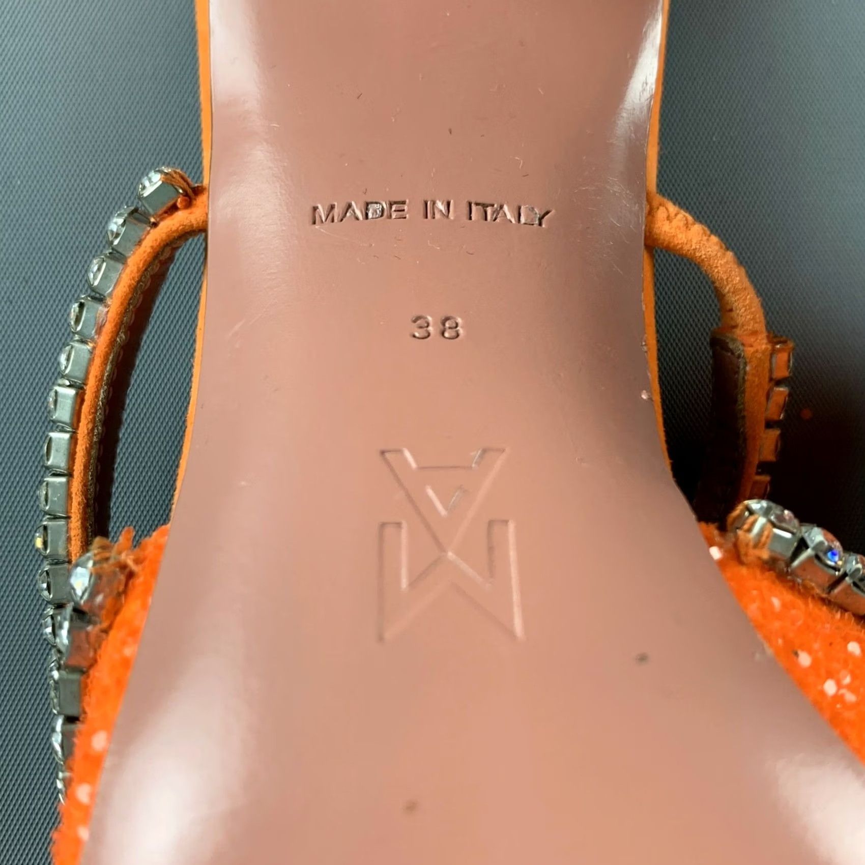 Amina Muaddi AMINA MUADDI Orange Silver Glitter Mules Pumps Women Size 8 Size US 8 / IT 38 - 7 Thumbnail