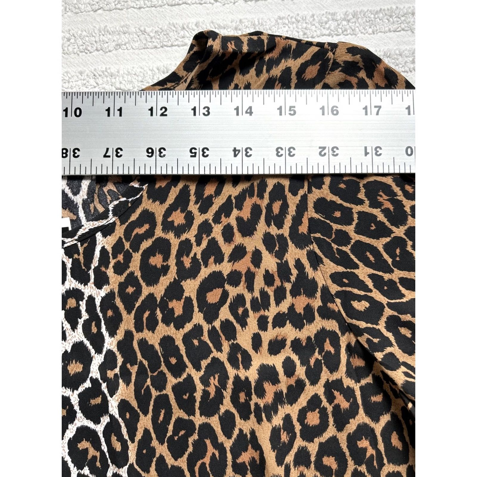Vintage PREMISE Leopard Print Boat Neck Chiffon Tunic Top 1X Women's Short Sleeve New Size XL / US 12-14 / IT 48-50 - 6 Thumbnail