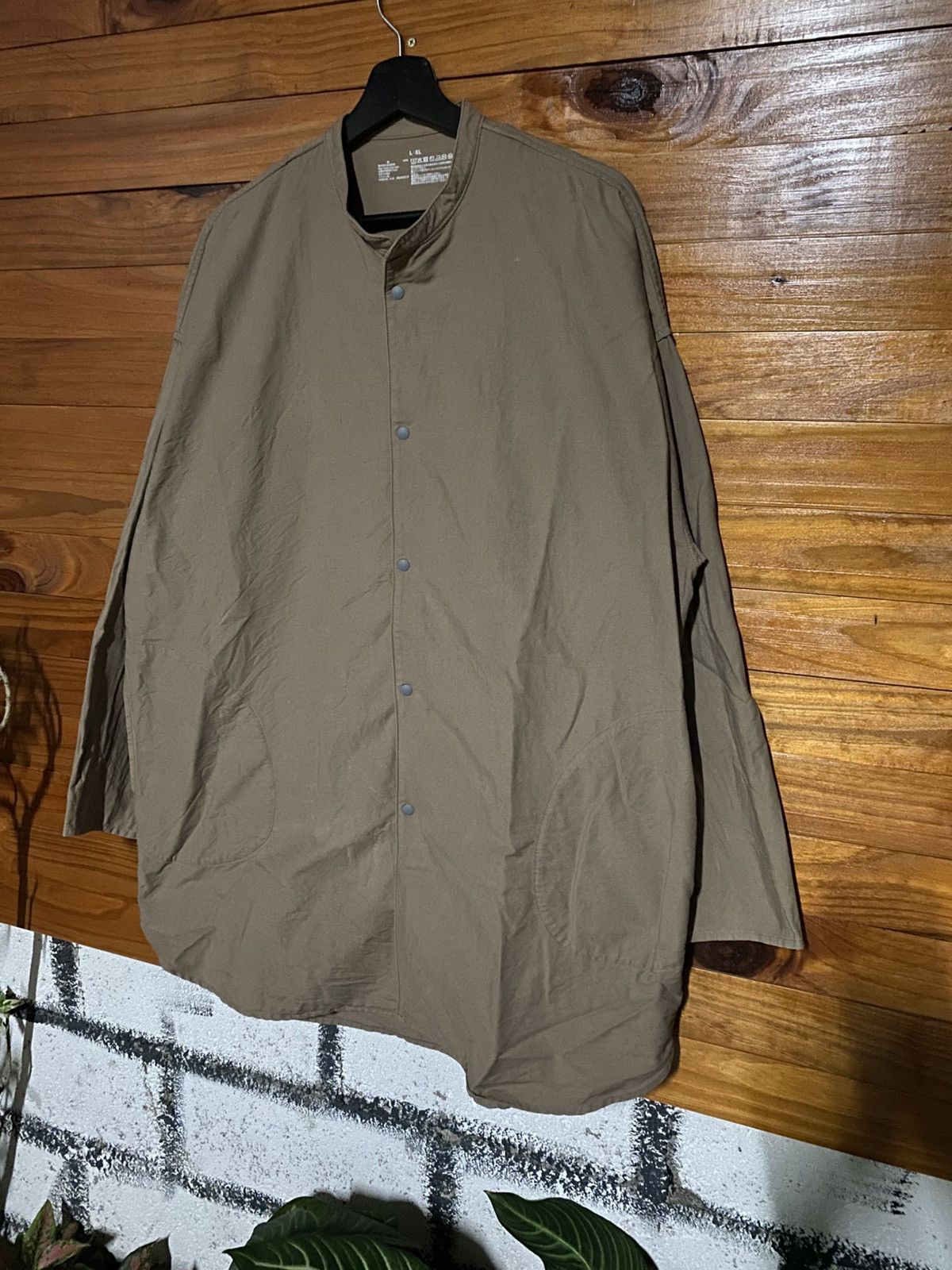 Muji Muji Brown Cotton Oversized Stand Collar Shirt – Minimalist Size US XL / EU 56 / 4 - 5 Thumbnail