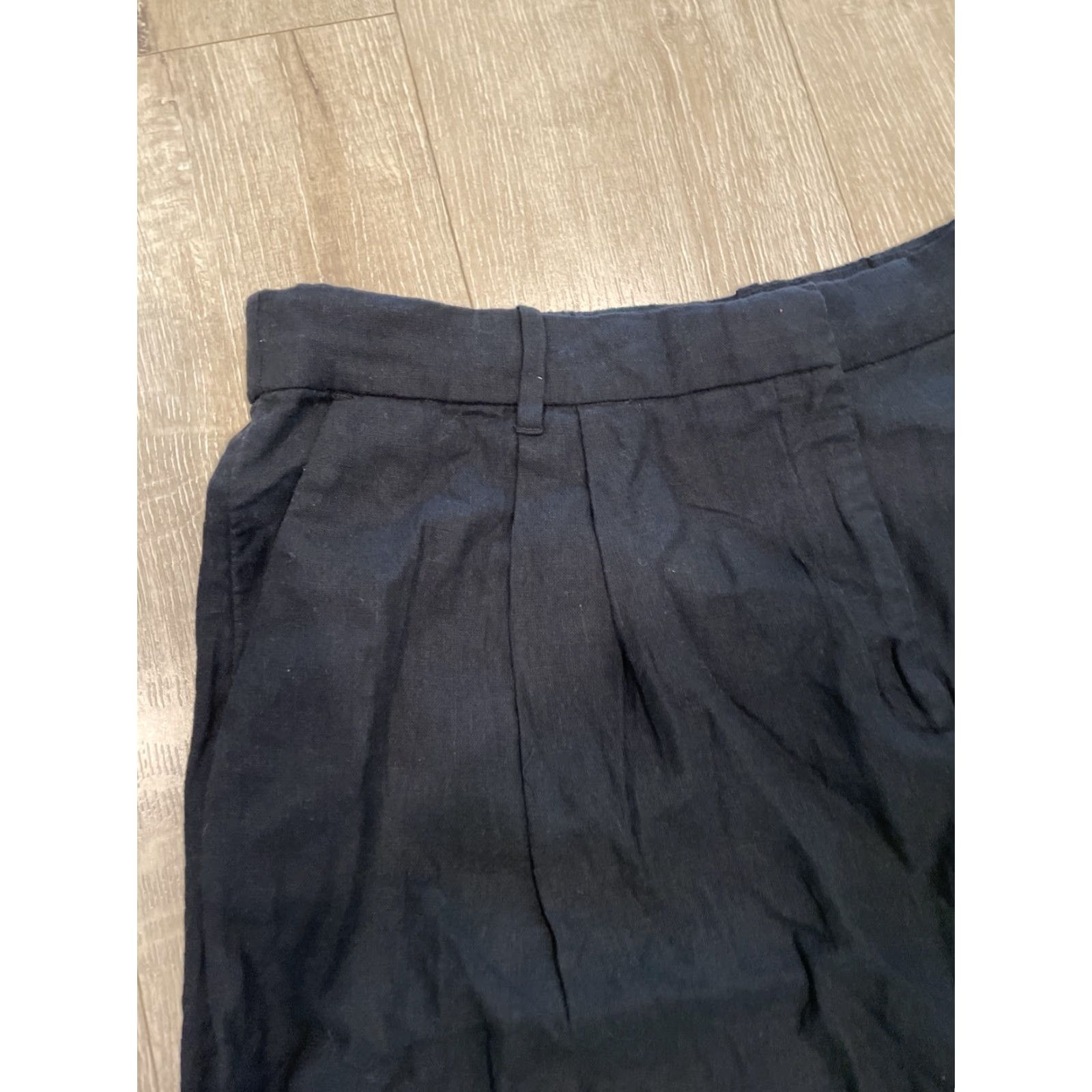 Abercrombie & Fitch Abercrombie & Fitch Womens Wide Leg Pants Black PXL Short Linen Blend Casual Size 40" / US 18 - 5 Thumbnail