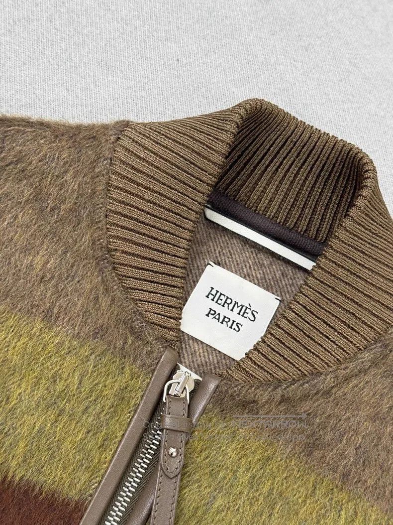 Hermes Hermes Green and Brown Cashmere Mohair Short Jacket Size XXS / US 00 / IT 34 - 4 Thumbnail