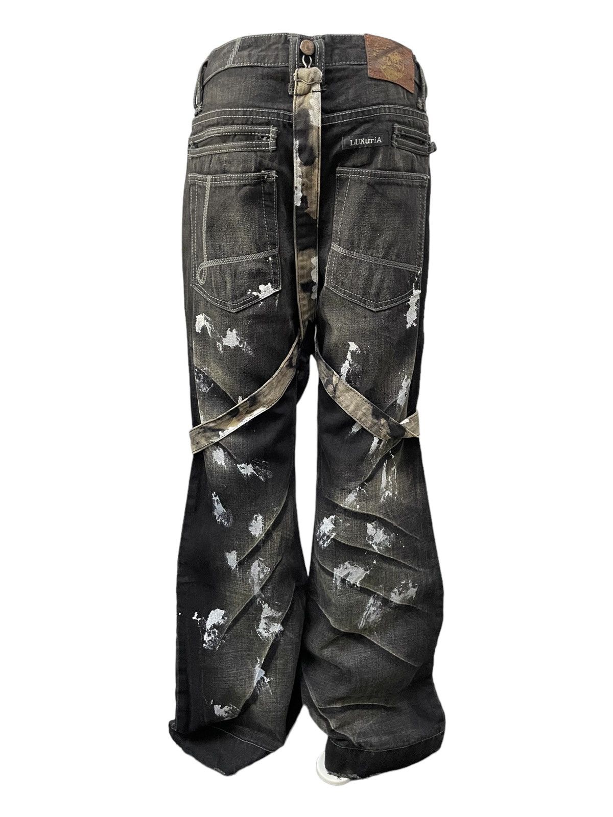 Luxuria Japan Flared Wide Leg Loose Laser Wash Man Jeans